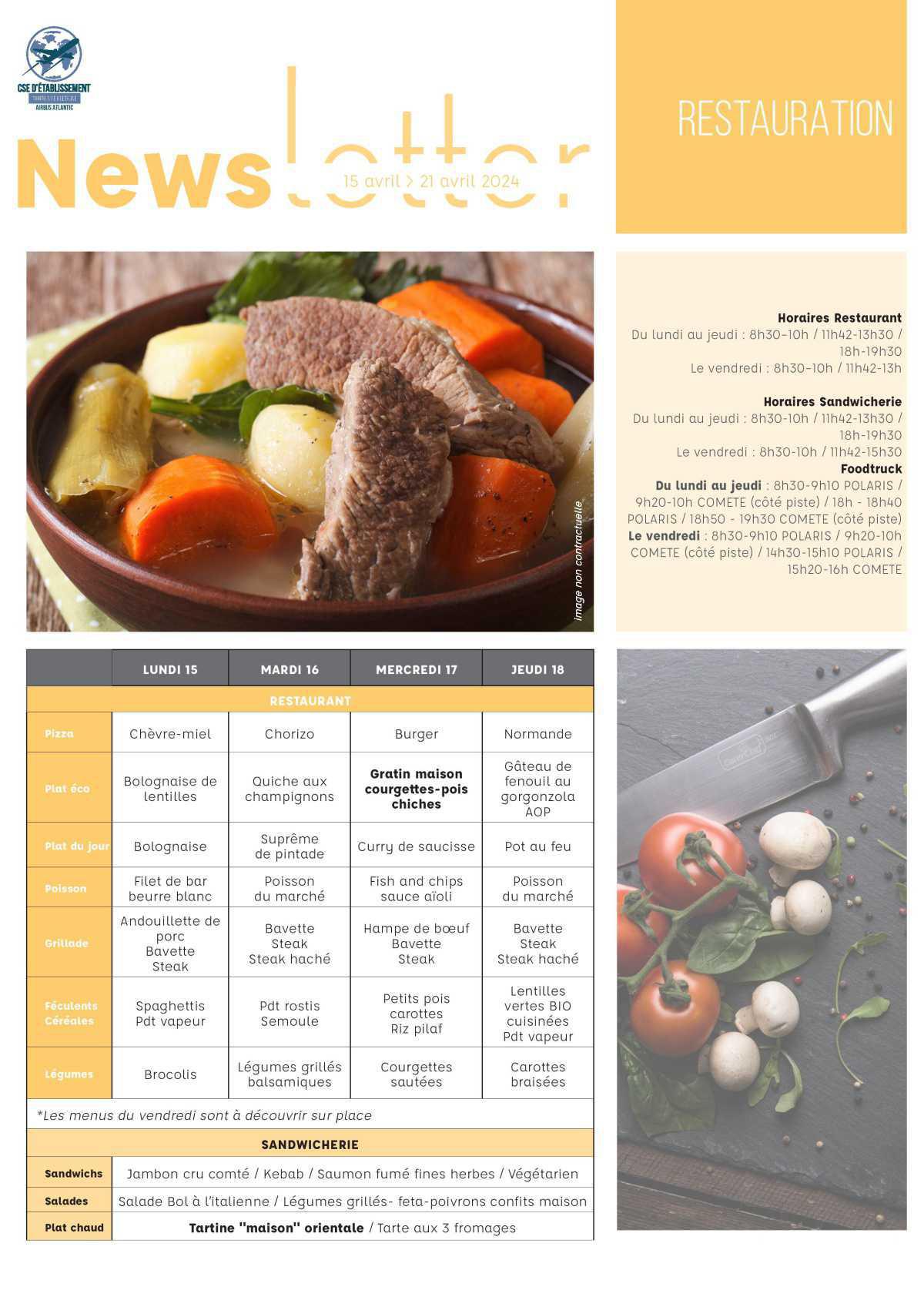 Informations du CSE et de la coopérative semaine 16 Informations du CSE et de la coopérative semaine 16