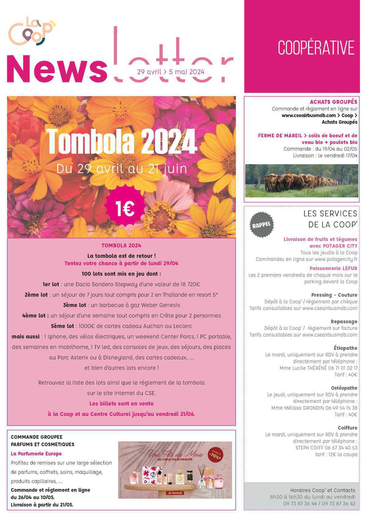 Informations du CSE et de la Coopérative semaine 18 Informations du CSE et de la Coopérative semaine 18