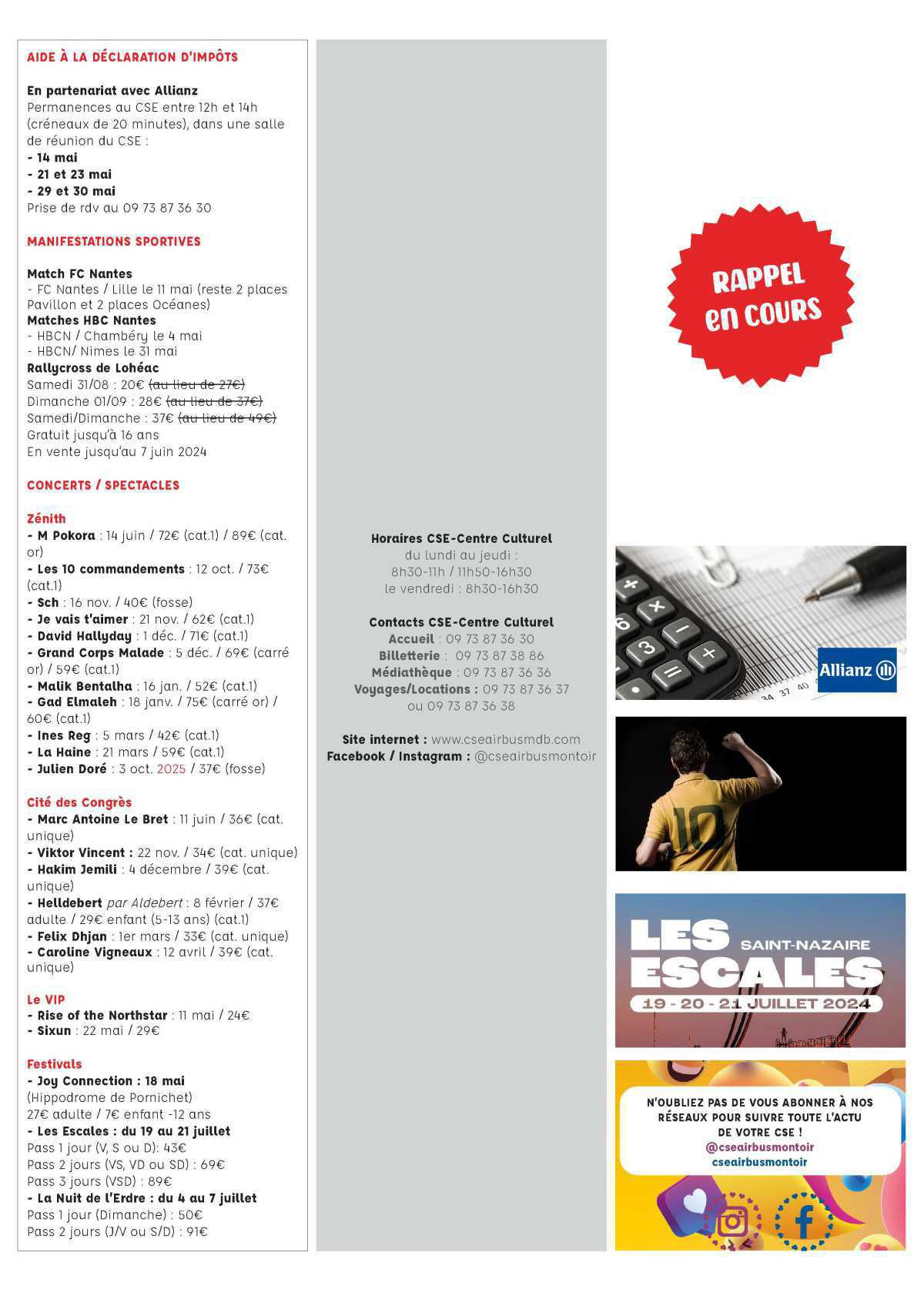 Informations du CSE et de la Coopérative semaine 18 Informations du CSE et de la Coopérative semaine 18