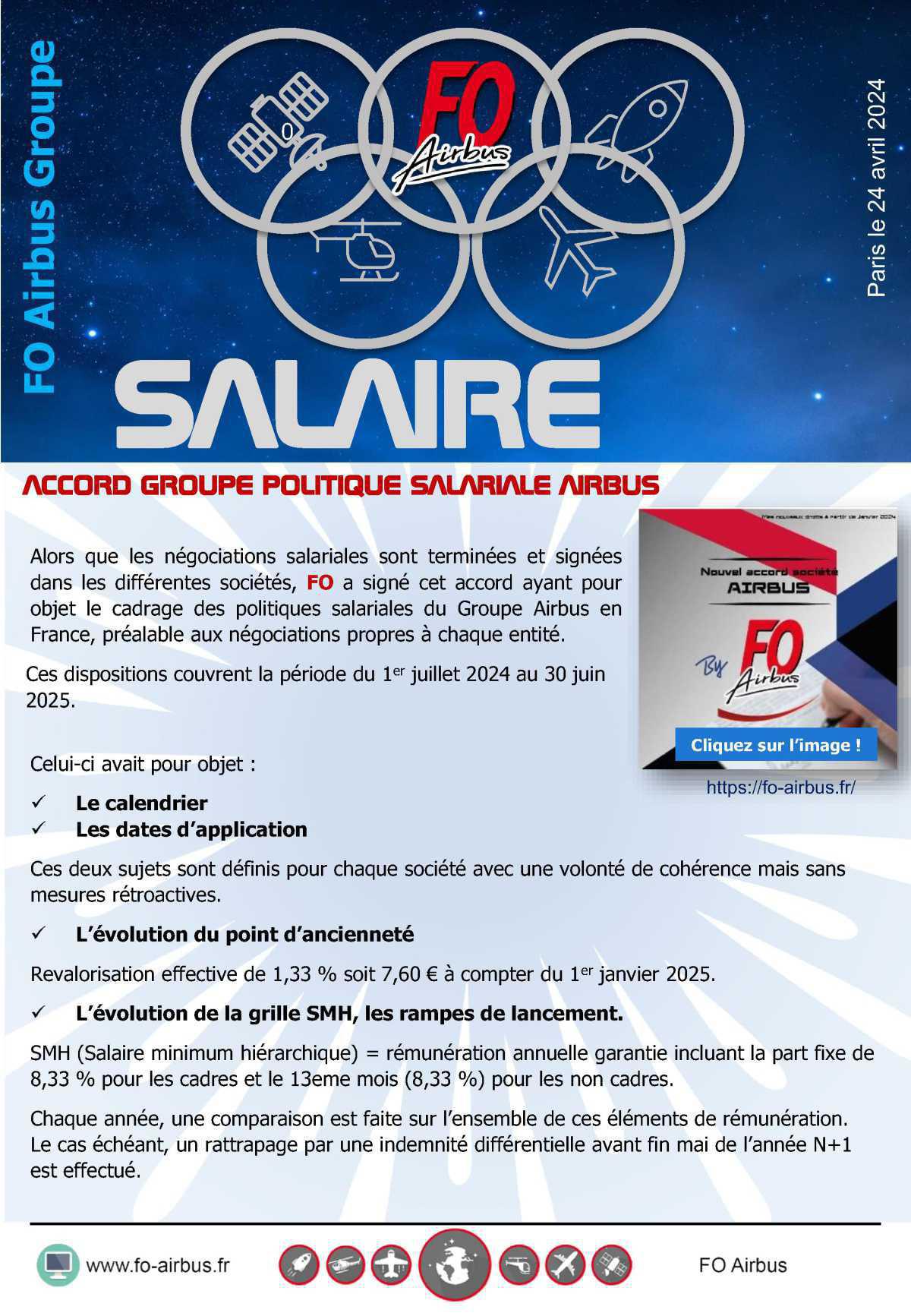 FO signe l'accord de cadrage des politiques salariales du Groupe Airbus en France FO signe l'accord de cadrage des politiques salariales du Groupe Airbus en France