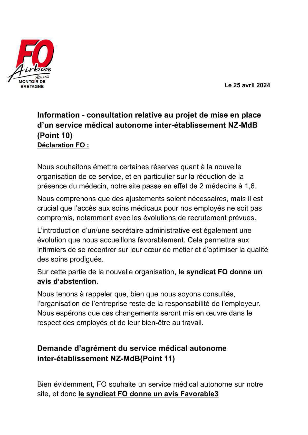 Compte rendu du CSE-E du 25 avril 2024 avec les déclarations associées. Compte rendu du CSE-E du 25 avril 2024 avec les déclarations associées.