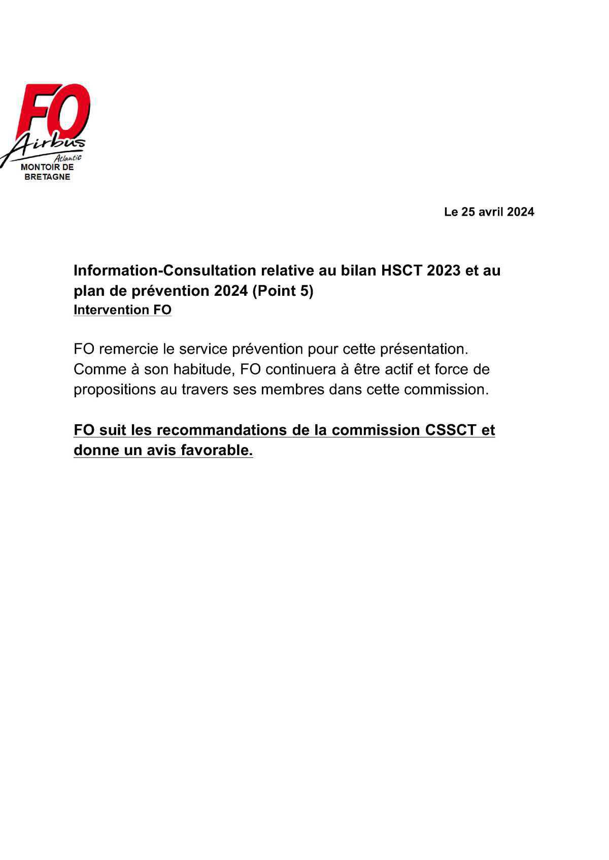 Compte rendu du CSE-E du 25 avril 2024 avec les déclarations associées. Compte rendu du CSE-E du 25 avril 2024 avec les déclarations associées.