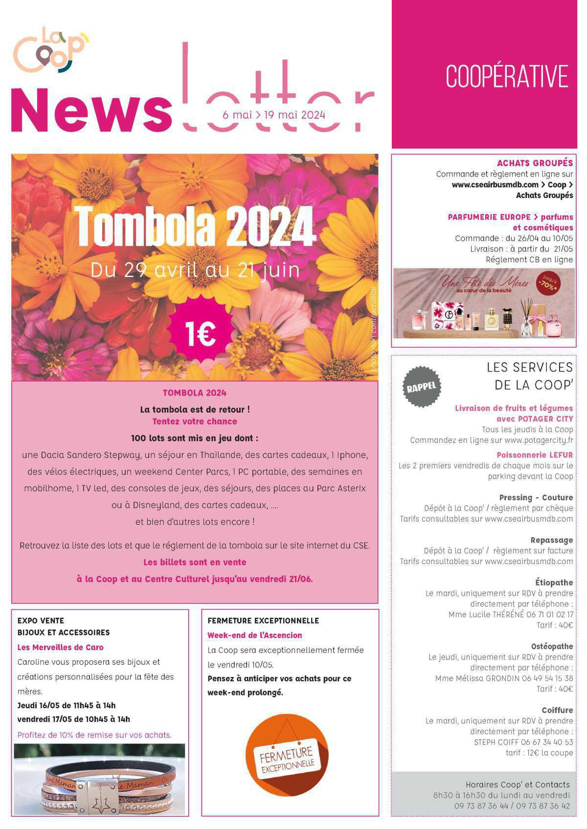 Informations du CSE et de la coopérative semaine 19 et 20 Informations du CSE et de la coopérative semaine 19 et 20