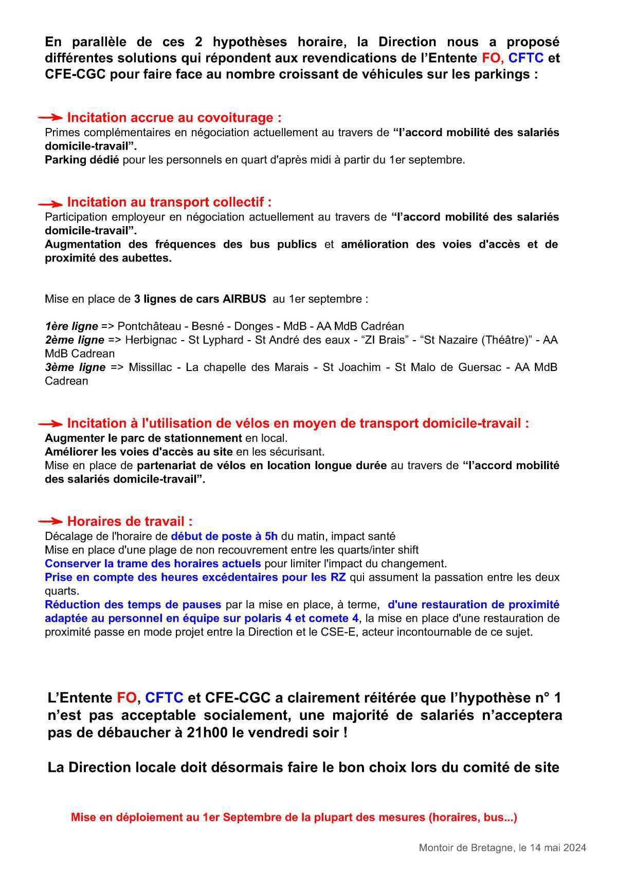 Tract en entente : 2ème réunion organisation horaires et infrastructure Tract en entente : 2ème réunion organisation horaires et infrastructure