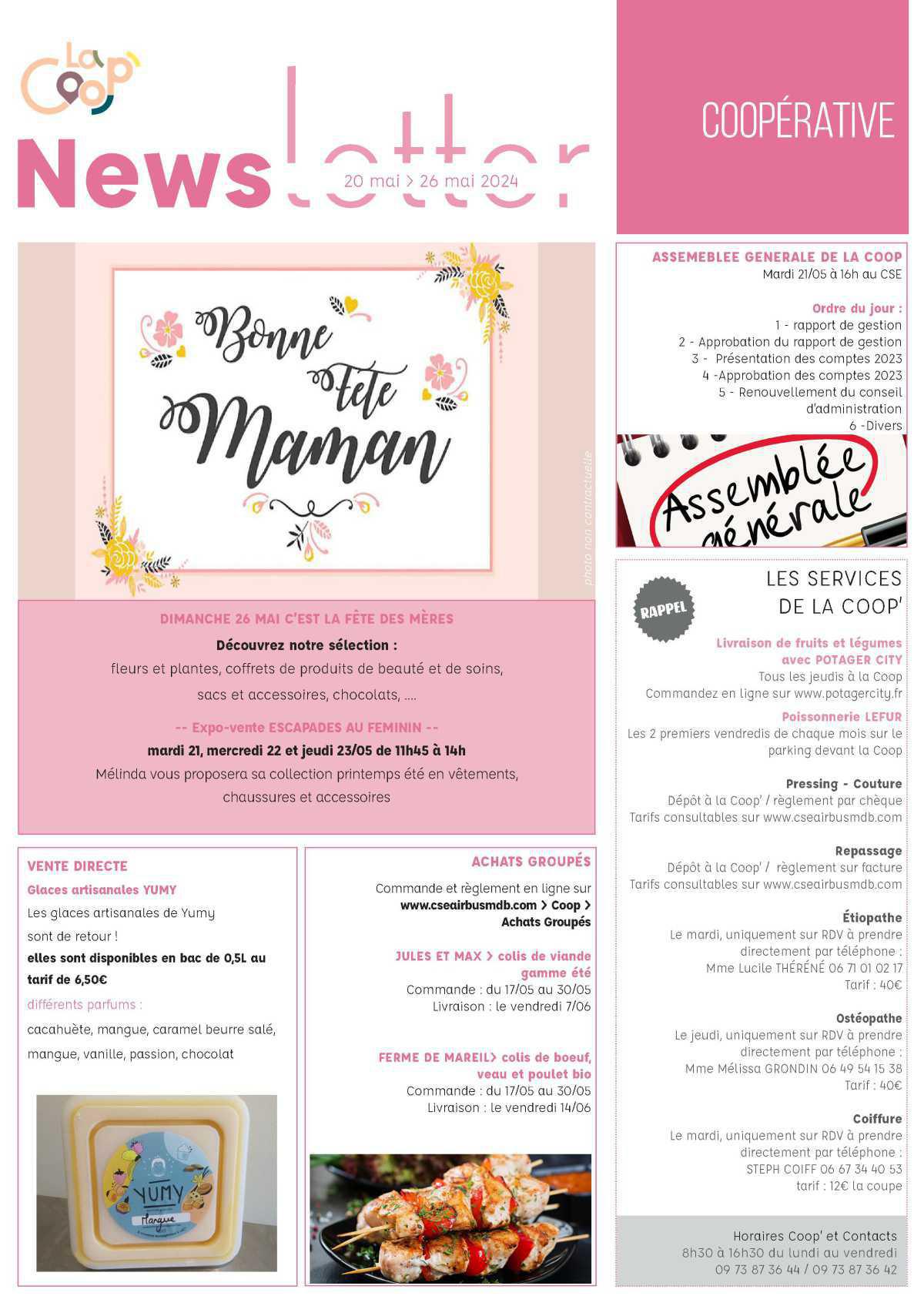 Informations du CSE et de la coopérative semaine 21 Informations du CSE et de la coopérative semaine 21