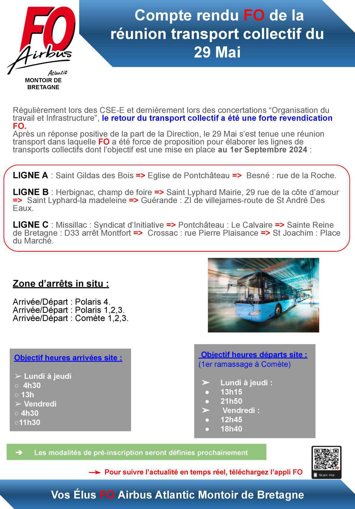 Compte rendu FO de la réunion transport du 29 mai (infos lignes et horaires du transport collectif)