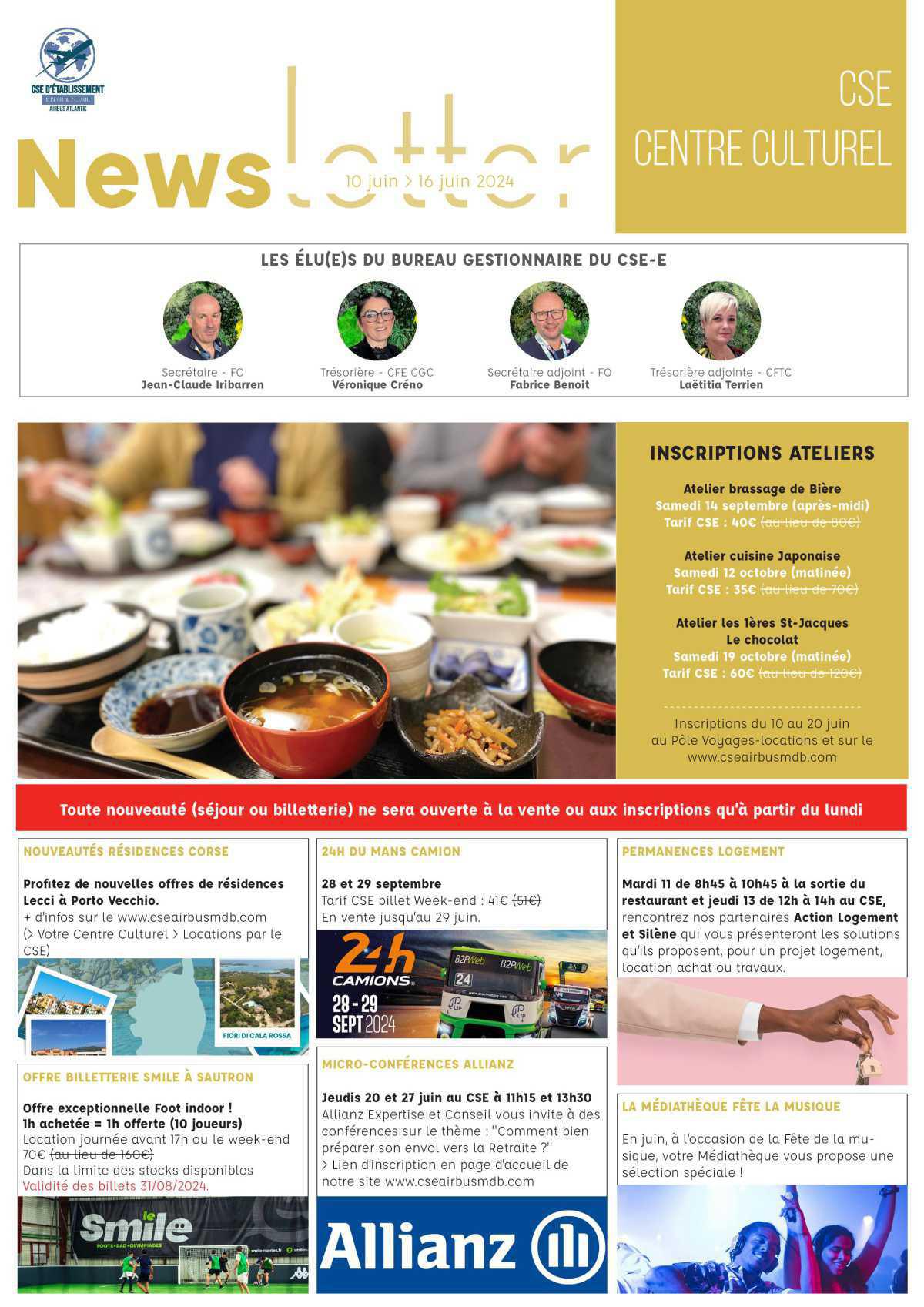 Informations du CSE et de la coopérative semaine 24 Informations du CSE et de la coopérative semaine 24
