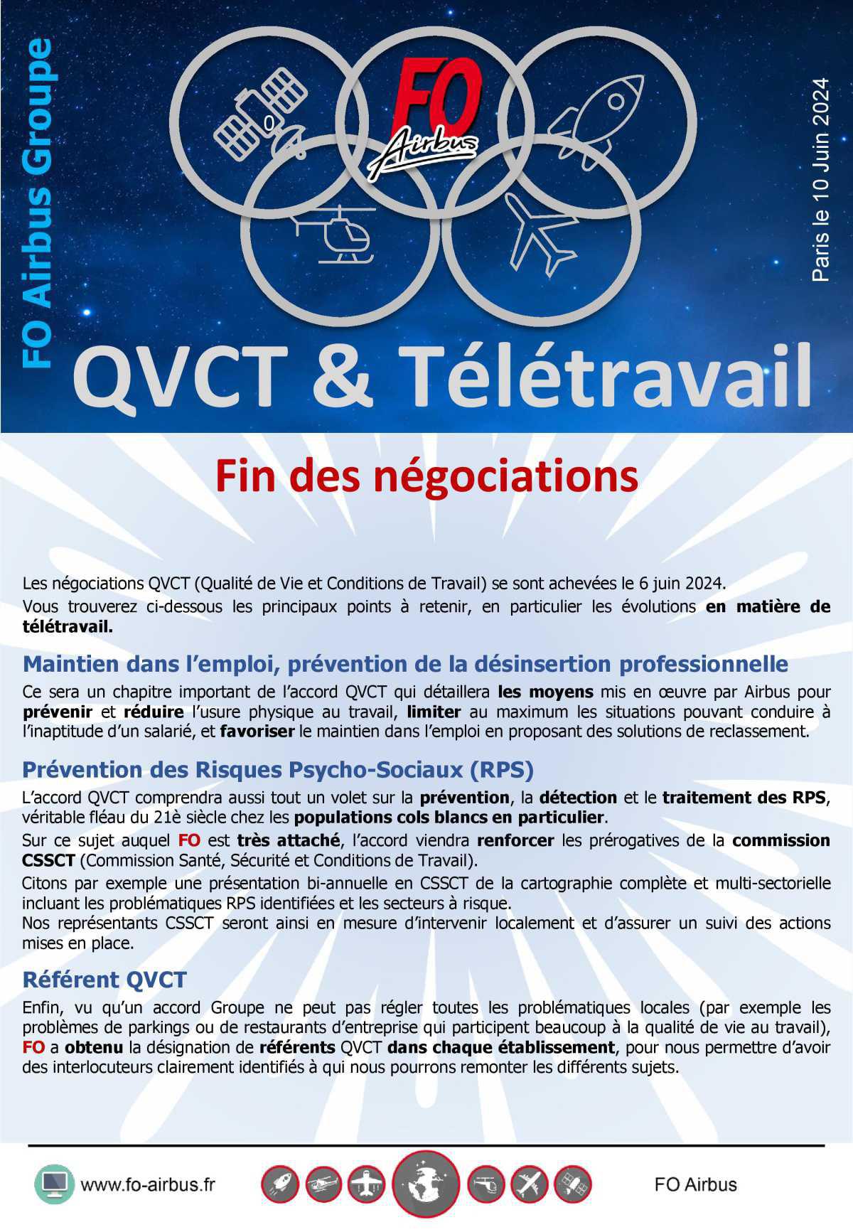 QVCT & Télétravail : fin des négociations