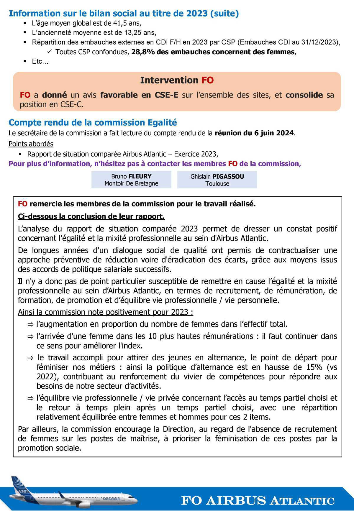 Compte-rendu succinct FO du CSE-C du 14 juin 2024 