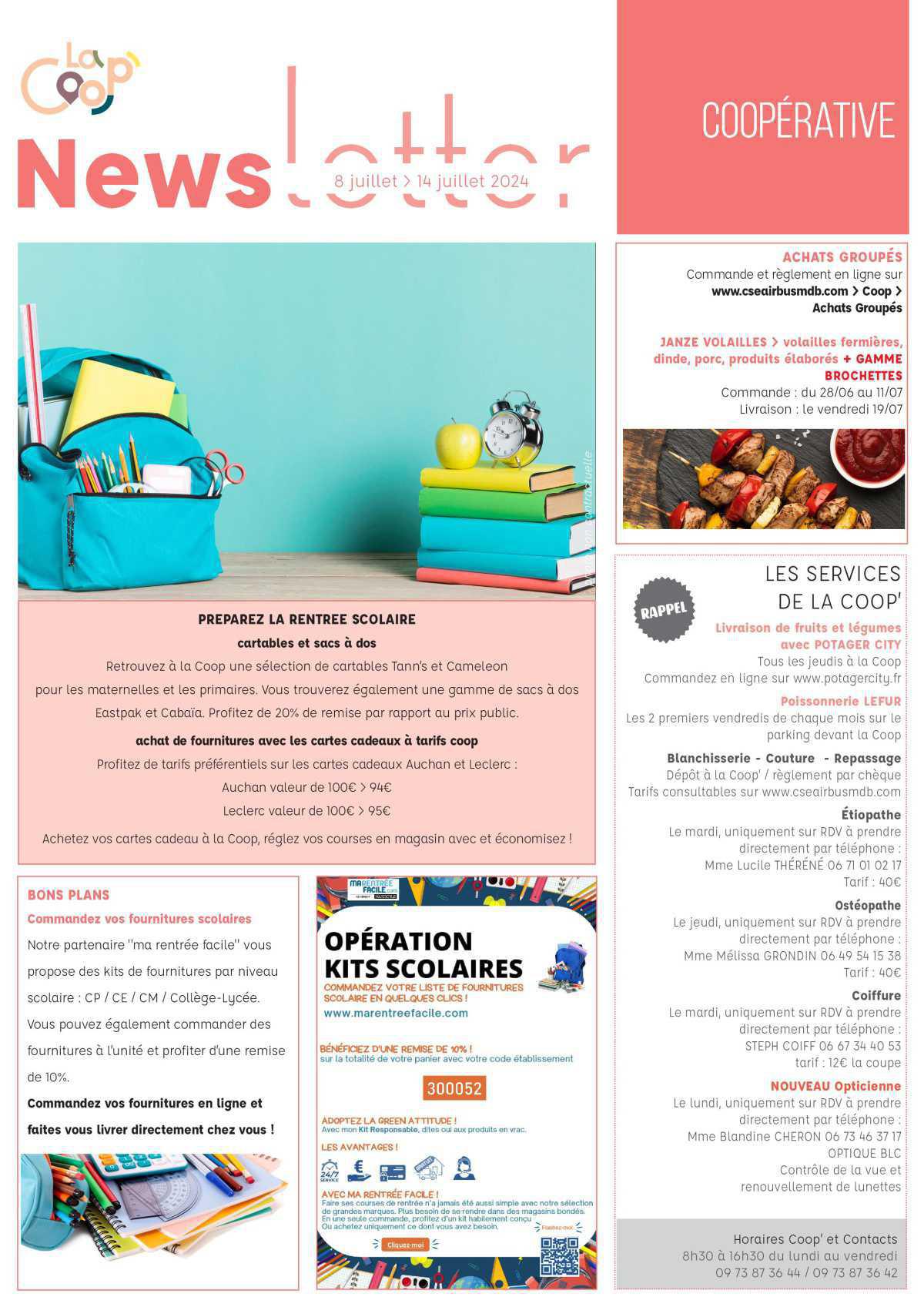 Informations du CSE et de la coopérative semaine 28 Informations du CSE et de la coopérative semaine 28