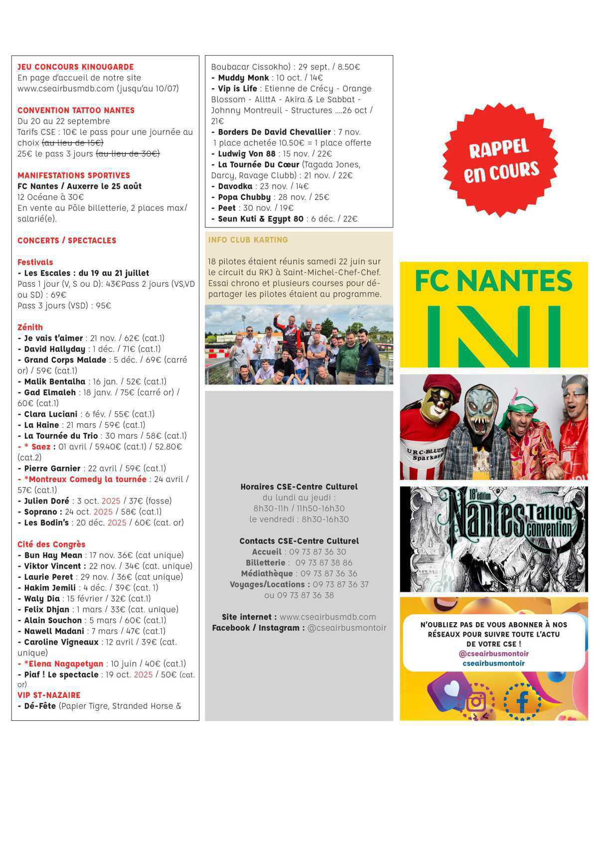 Informations du CSE et de la coopérative semaine 29 Informations du CSE et de la coopérative semaine 29