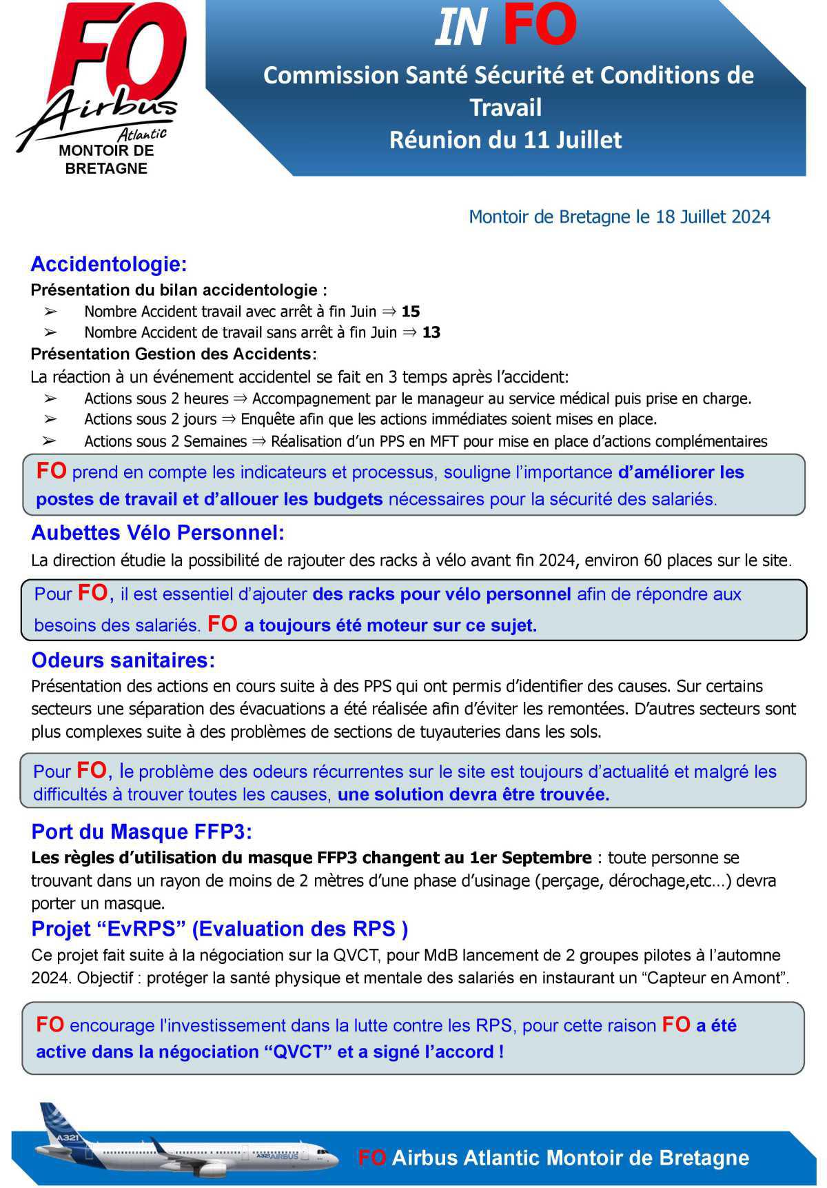 InFO : Commission Santé Sécurité et Conditions de Travail 