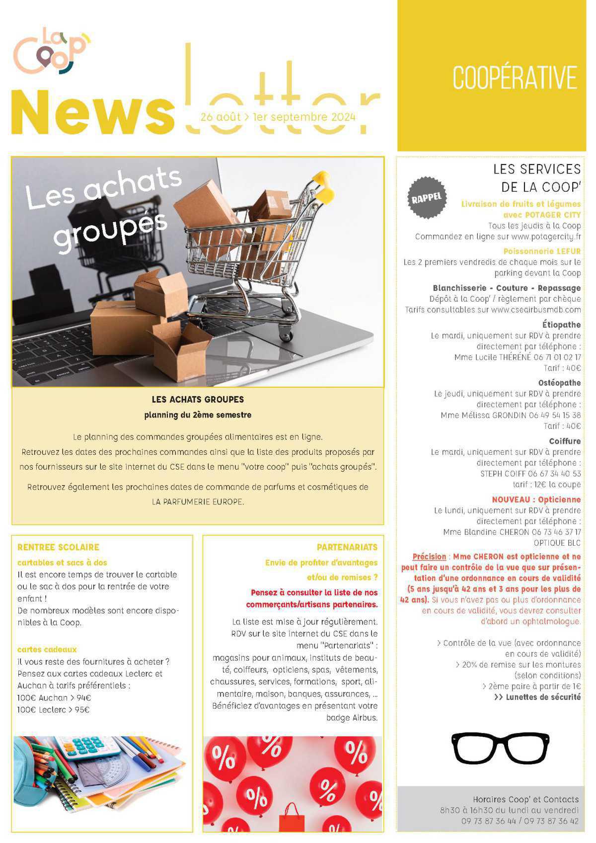 Informations du CSE et de la coopérative semaine 35 Informations du CSE et de la coopérative semaine 35