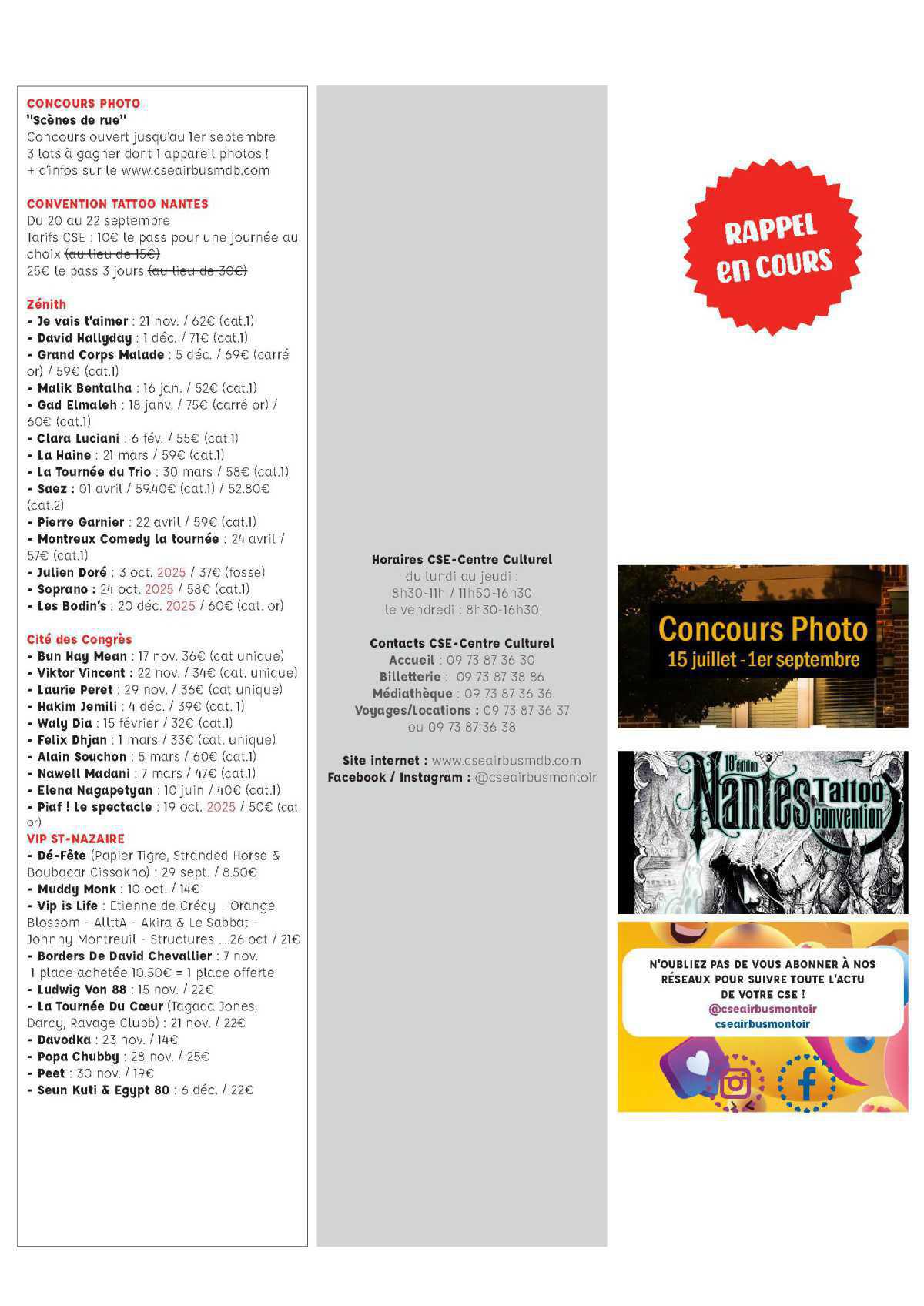 Informations du CSE et de la coopérative semaine 35 Informations du CSE et de la coopérative semaine 35