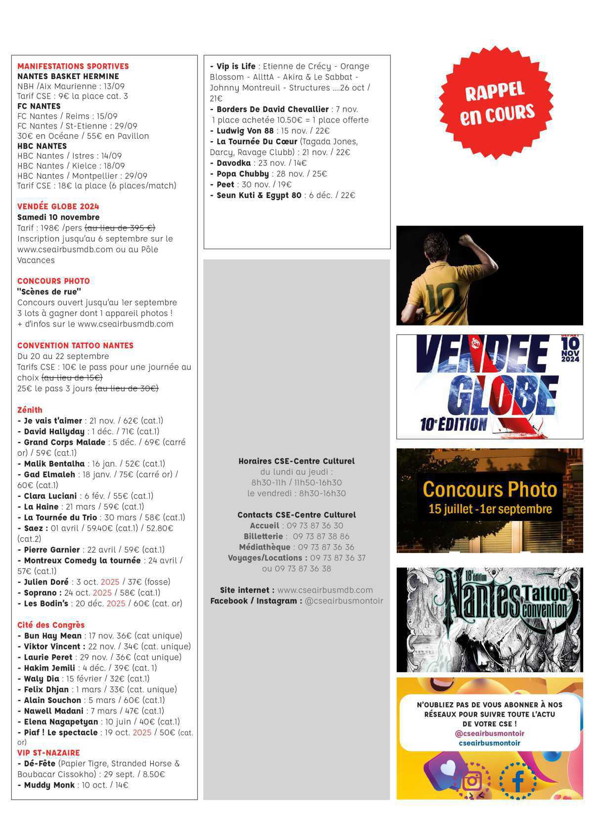 Informations du CSE et de la coopérative semaine 36 Informations du CSE et de la coopérative semaine 36