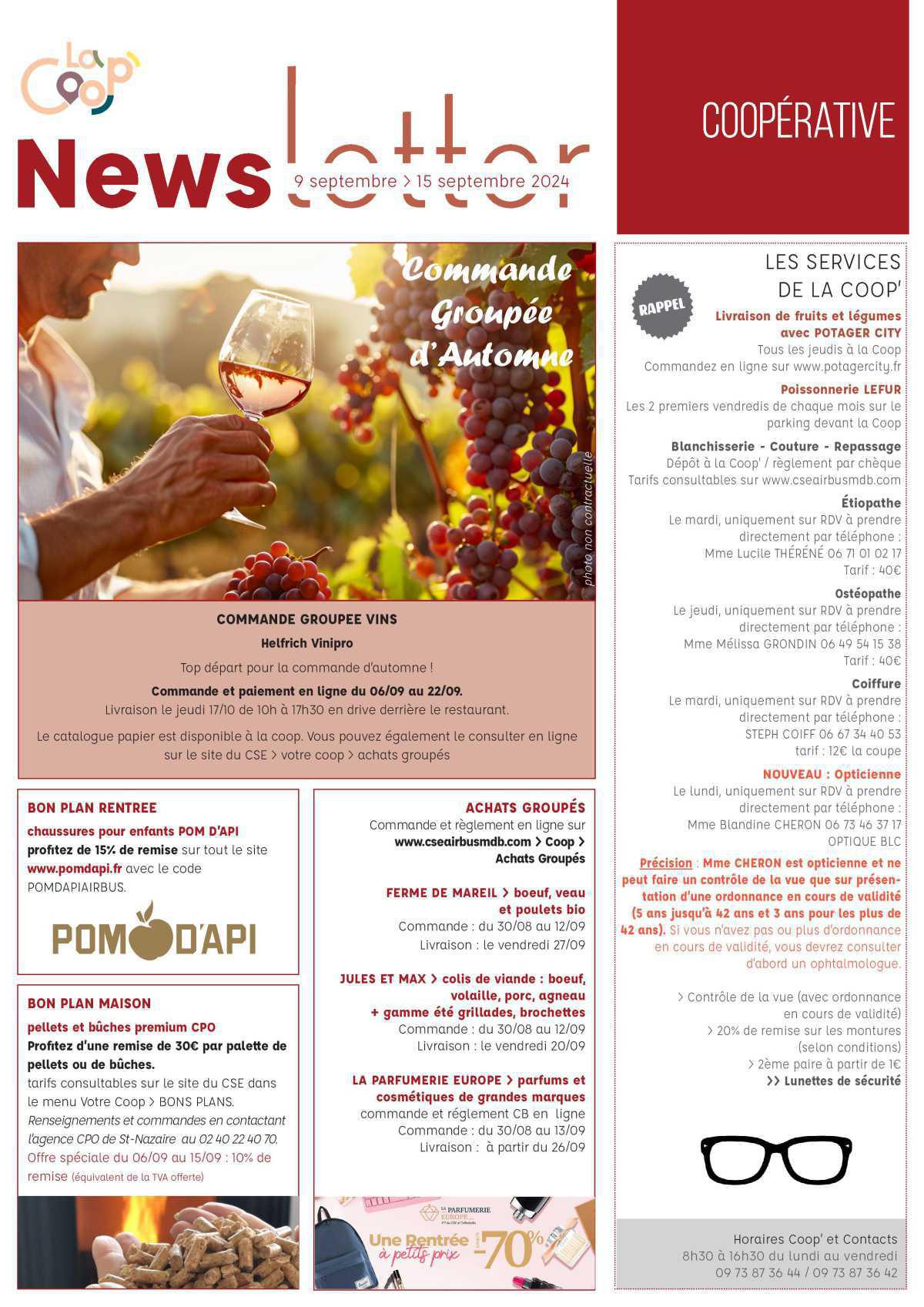 Informations du CSE et de la coopérative semaine 37 Informations du CSE et de la coopérative semaine 37