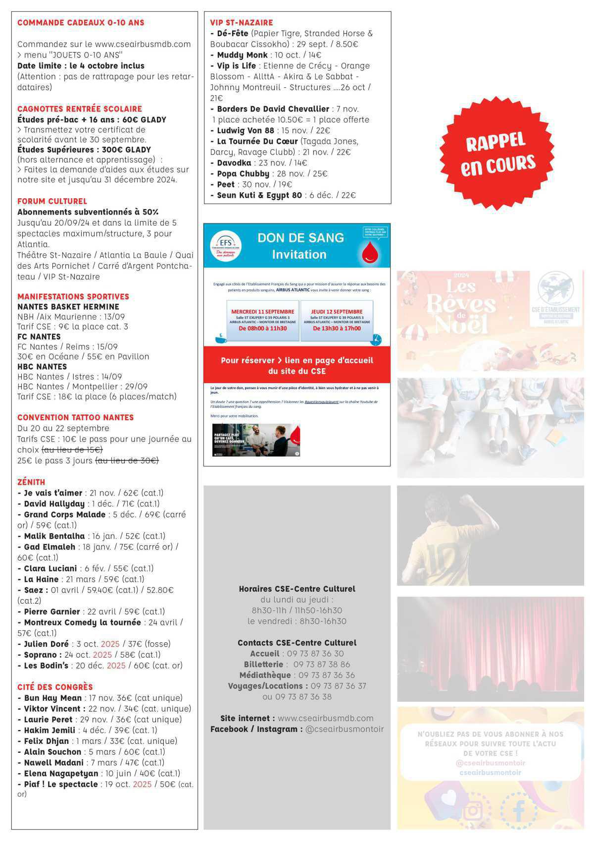 Informations du CSE et de la coopérative semaine 37 Informations du CSE et de la coopérative semaine 37