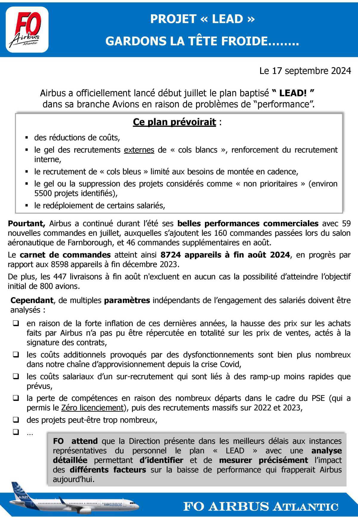 Projet "LEAD" : gardons la tête froide...