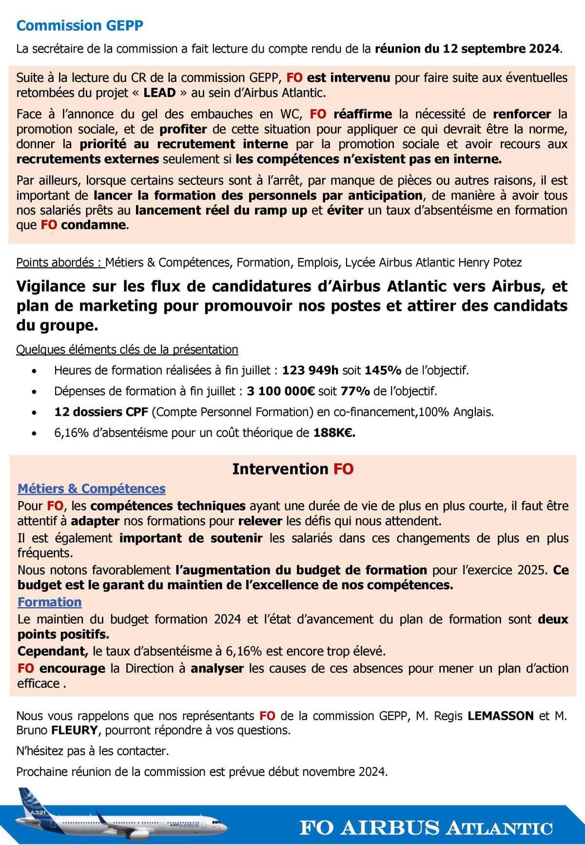 Compte rendu partiel du CSE-C du 17 septembre 2024