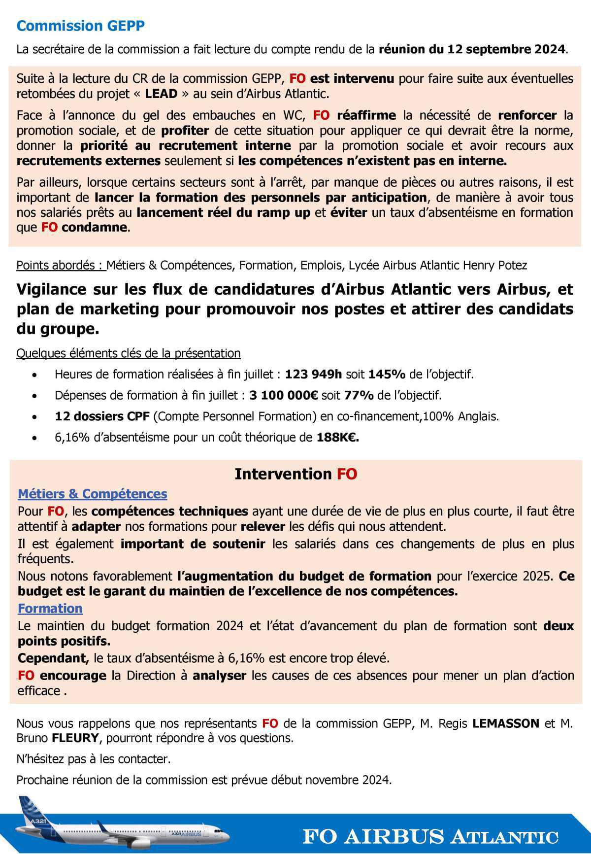 Compte rendu partiel du CSE-C du 17 septembre 2024 Compte rendu partiel du CSE-C du 17 septembre 2024