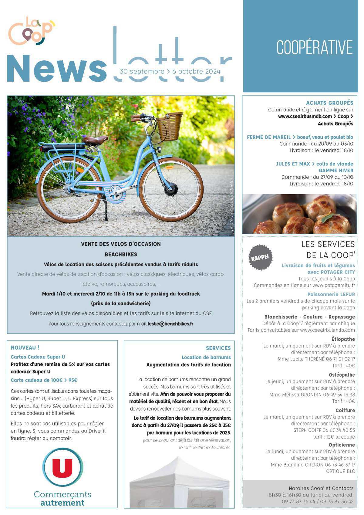 Informations du CSE et de la coopérative semaine 40 Informations du CSE et de la coopérative semaine 40