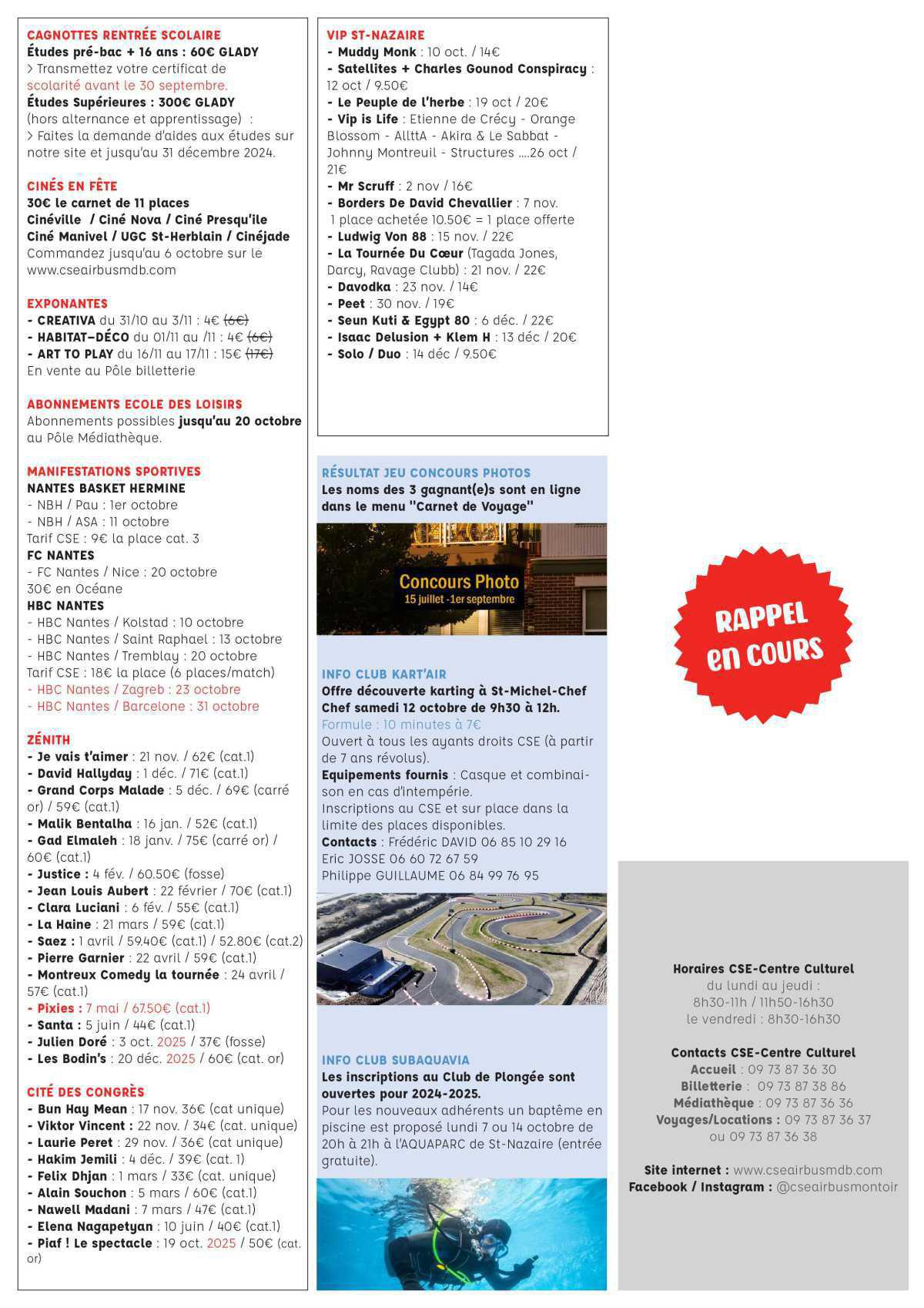 Informations du CSE et de la coopérative semaine 40 Informations du CSE et de la coopérative semaine 40