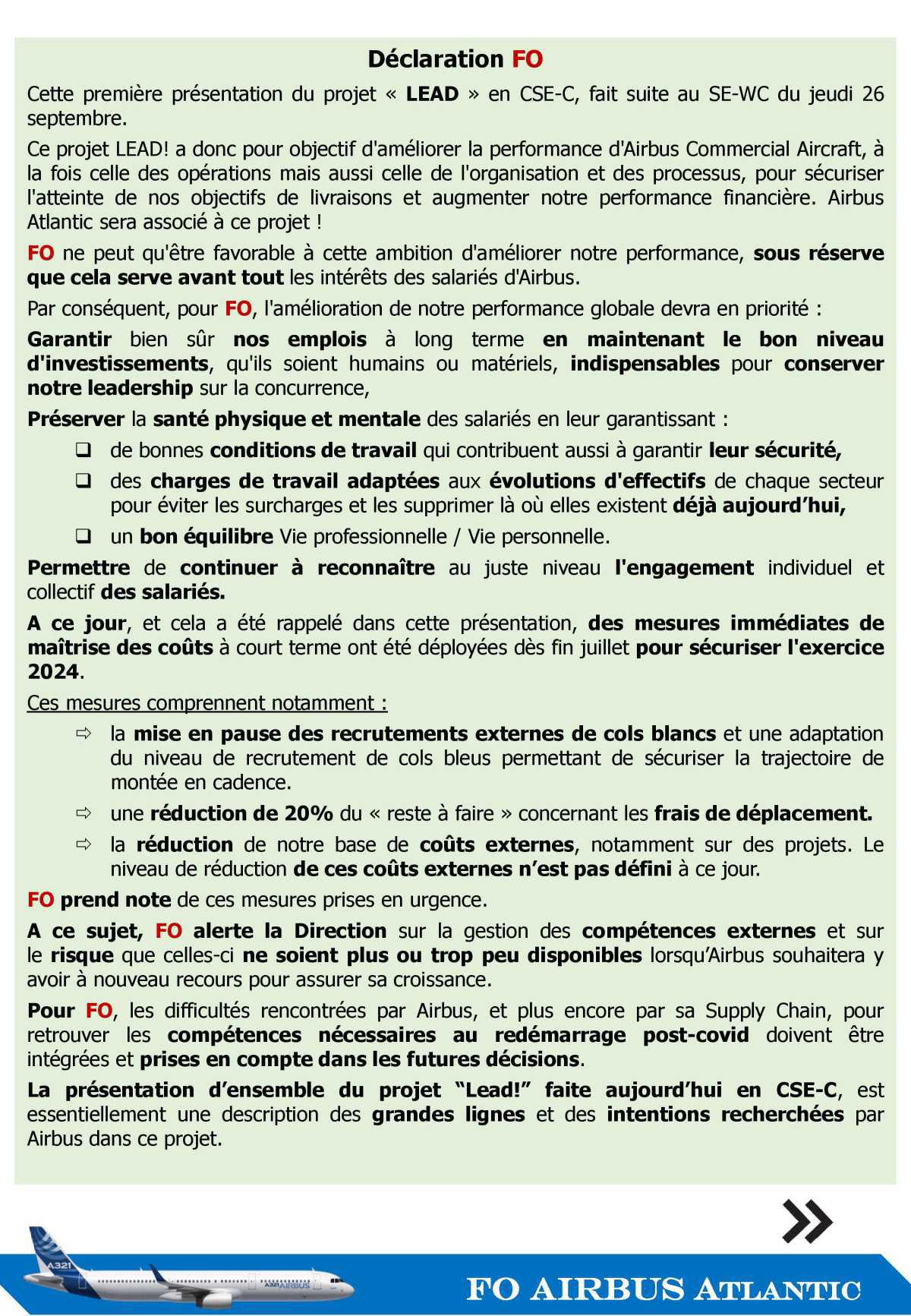 Compte-rendu FO partiel du CSE-C extraordinaire du 27/09/24