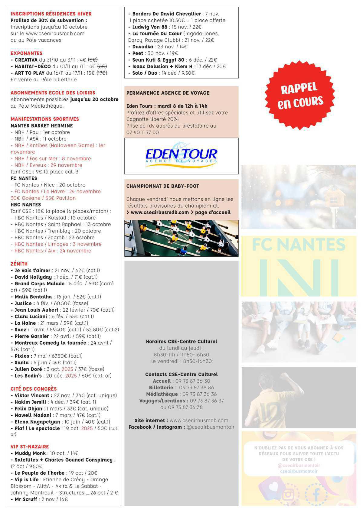 Informations du CSE et de la coopérative semaine 41 Informations du CSE et de la coopérative semaine 41