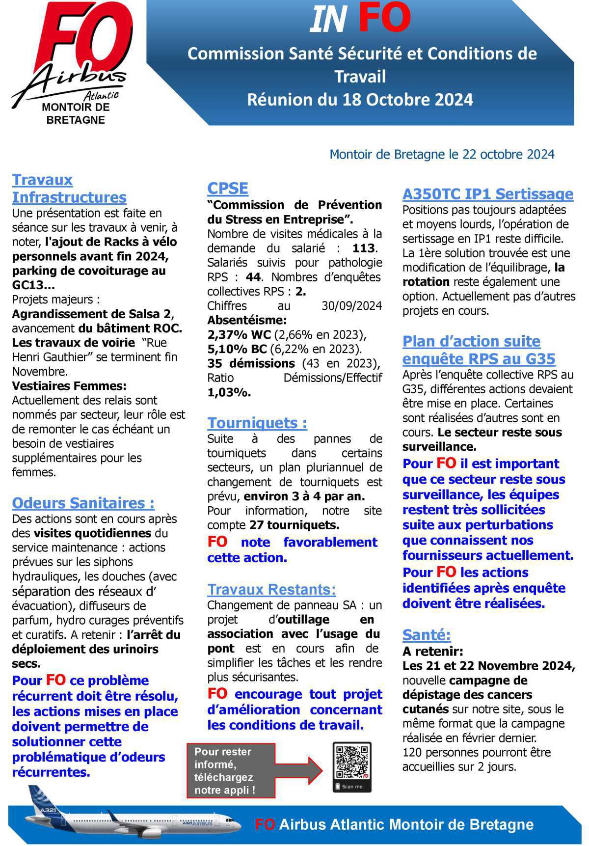 InFO : Commission Santé Sécurité et Conditions de Travail