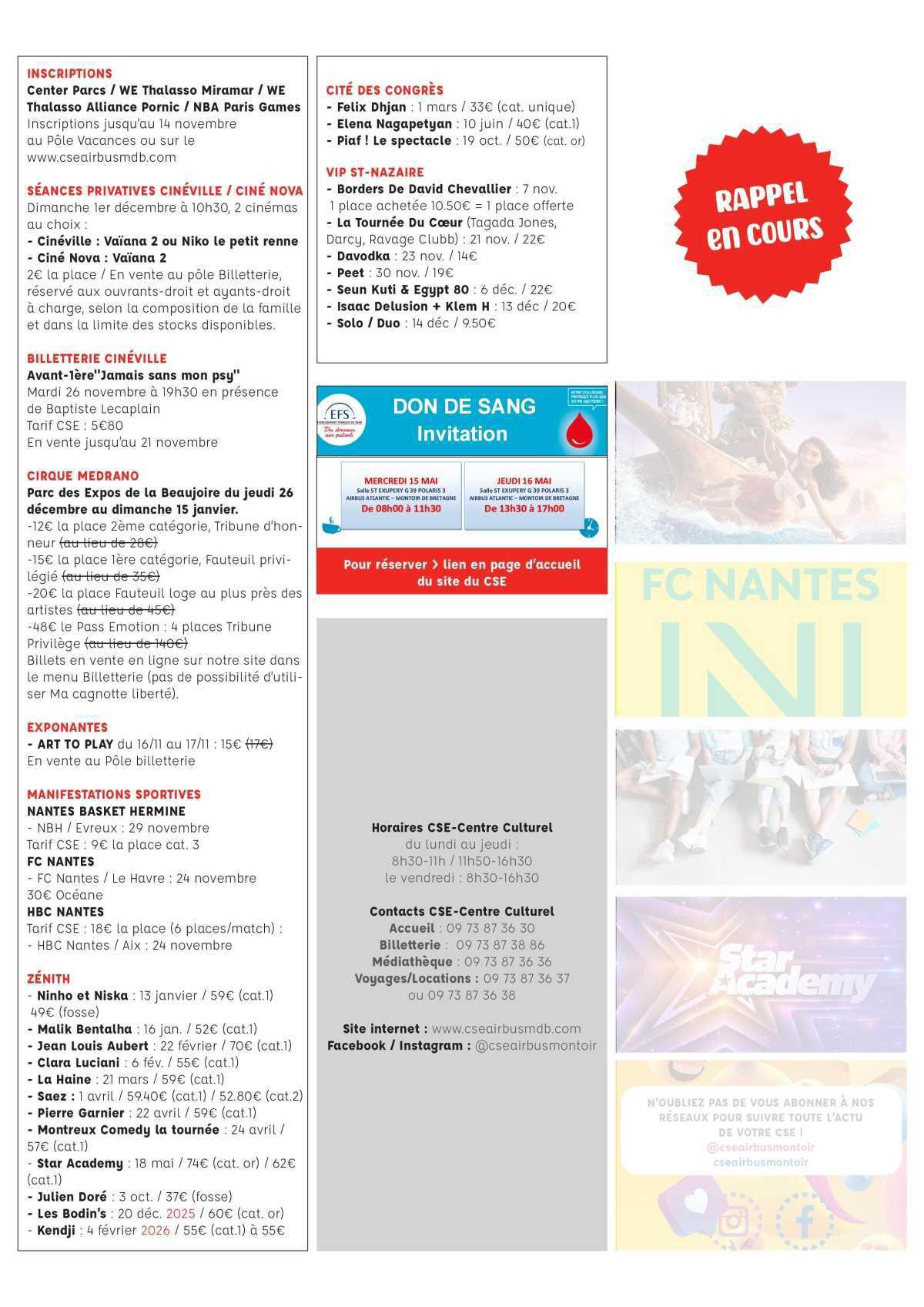 Informations du CSE et de la coopérative semaine 46 Informations du CSE et de la coopérative semaine 46