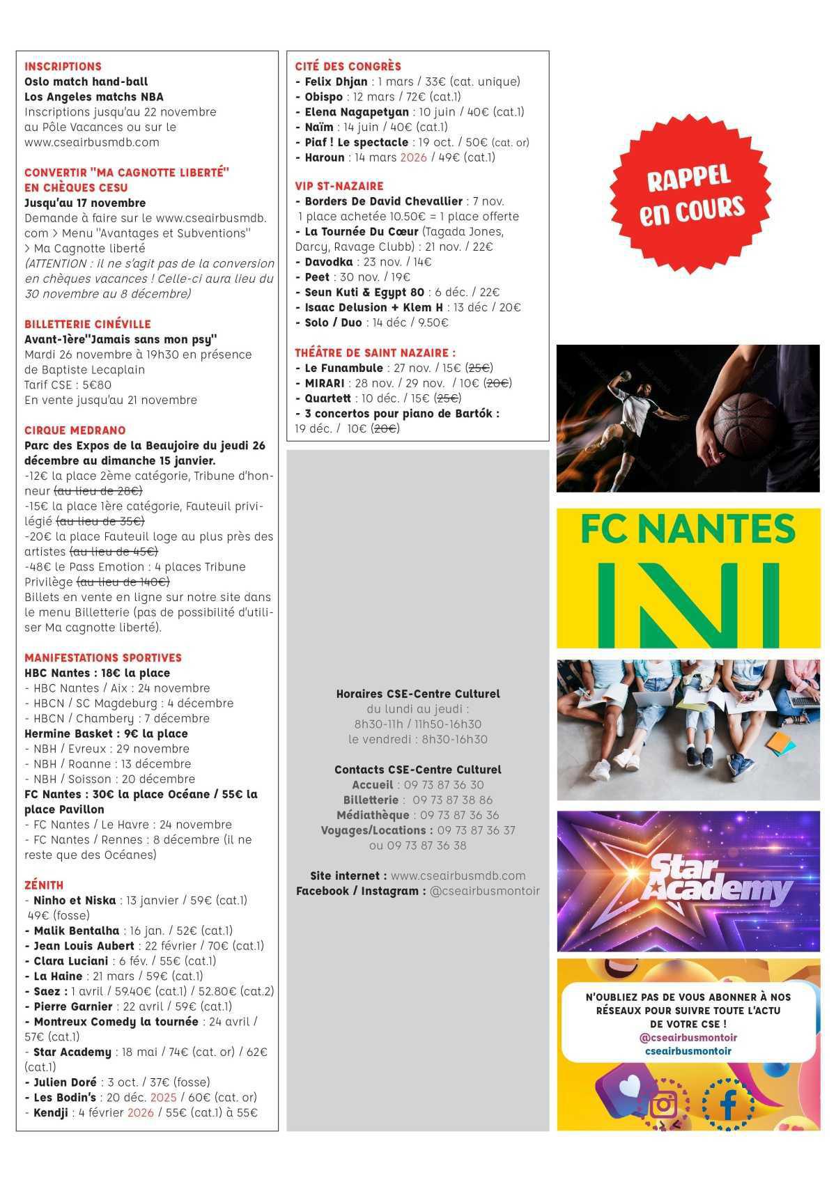 Informations du CSE et de la coopérative semaine 47 Informations du CSE et de la coopérative semaine 47