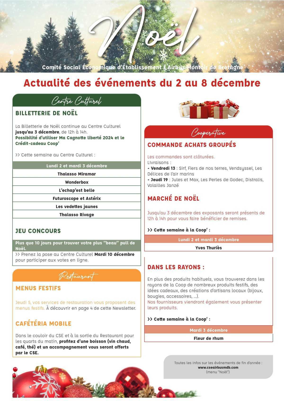 Informations du CSE et de la coopérative semaine 49 Informations du CSE et de la coopérative semaine 49