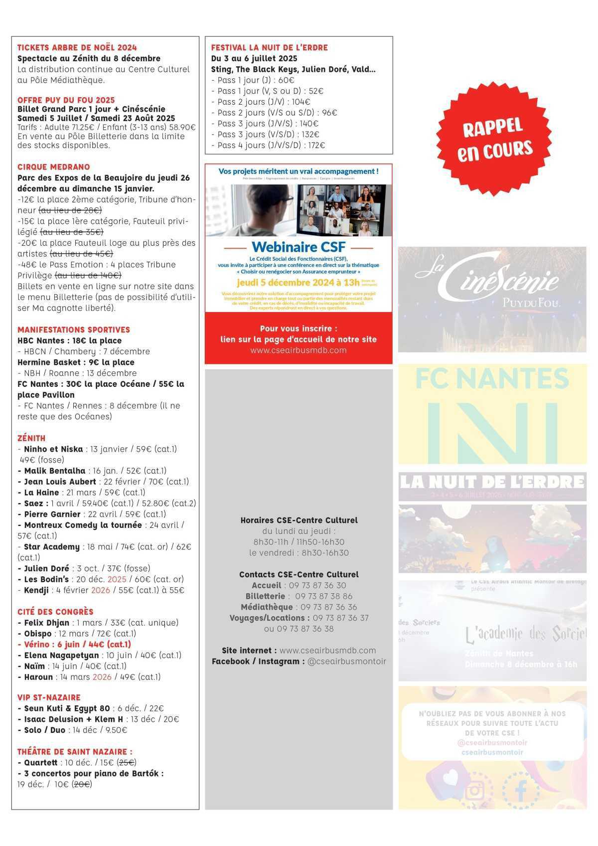 Informations du CSE et de la coopérative semaine 49 Informations du CSE et de la coopérative semaine 49