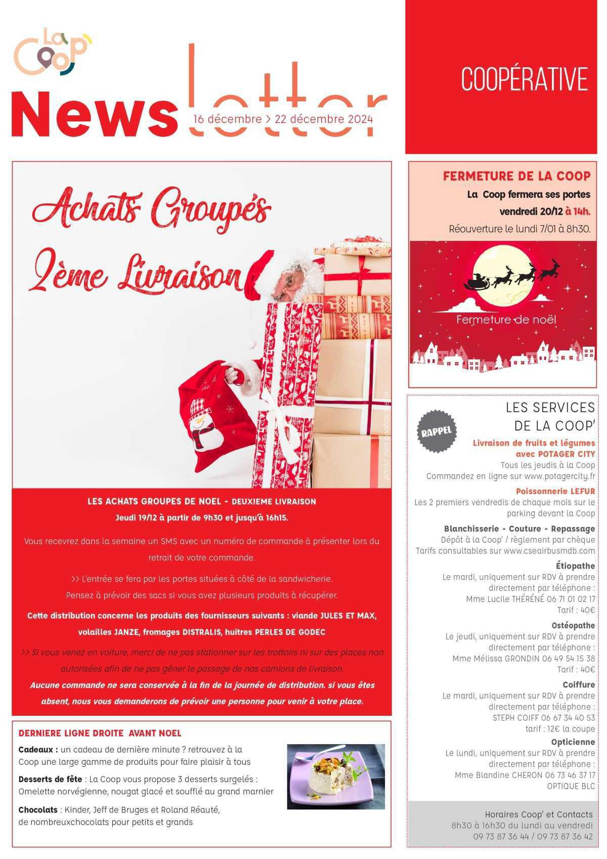 Informations du CSE et de la coopérative semaine 51 Informations du CSE et de la coopérative semaine 51