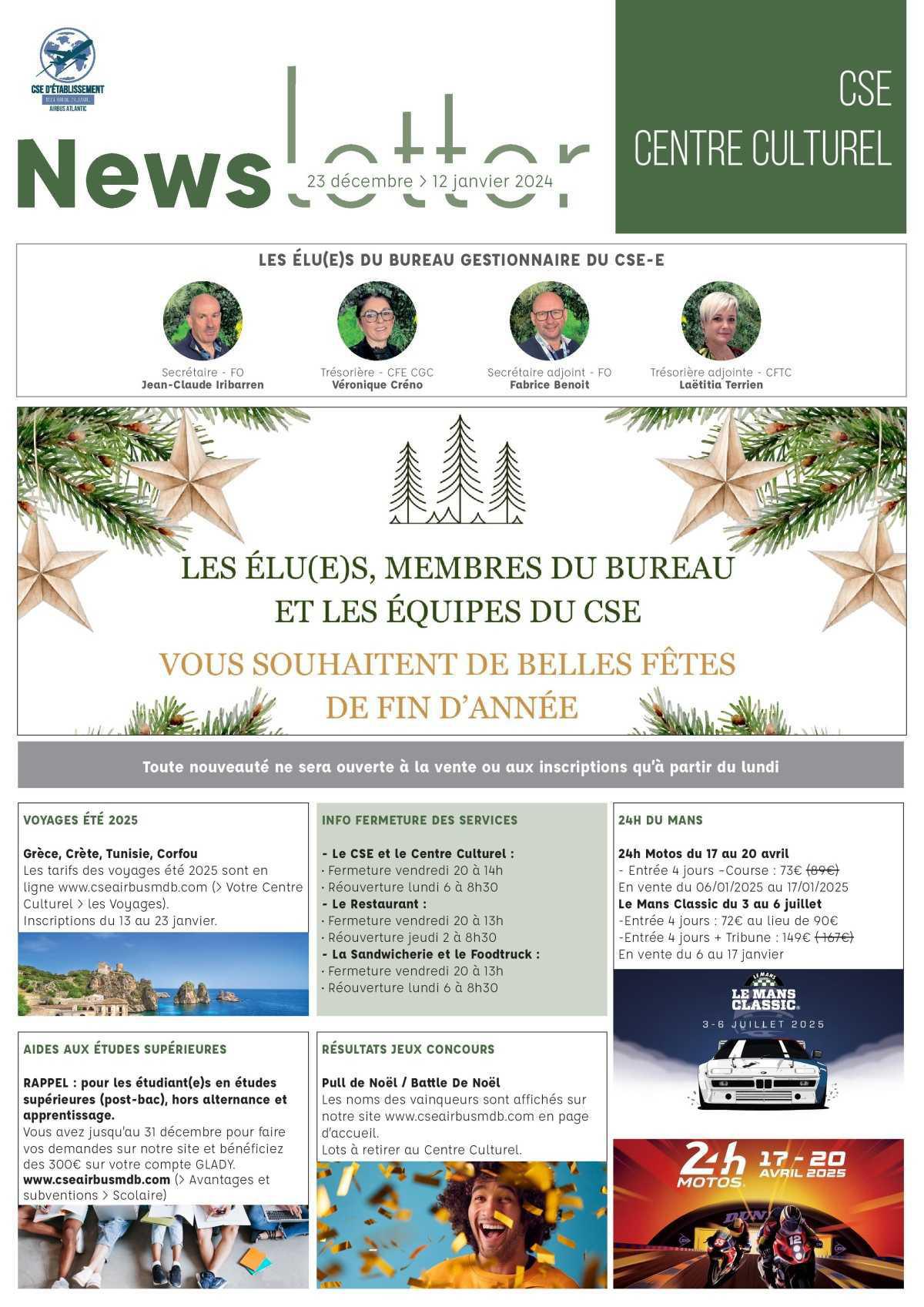 Informations du CSE et de la coopérative semaine 52 Informations du CSE et de la coopérative semaine 52