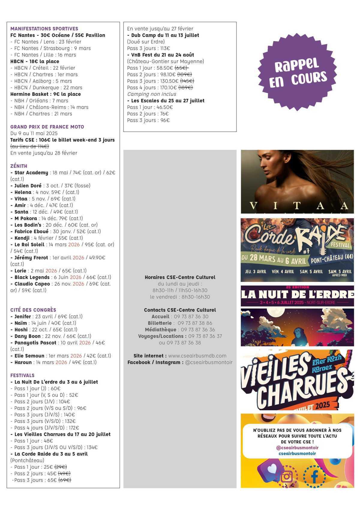 Informations du CSE et de la coopérative semaine 8 Informations du CSE et de la coopérative semaine 8