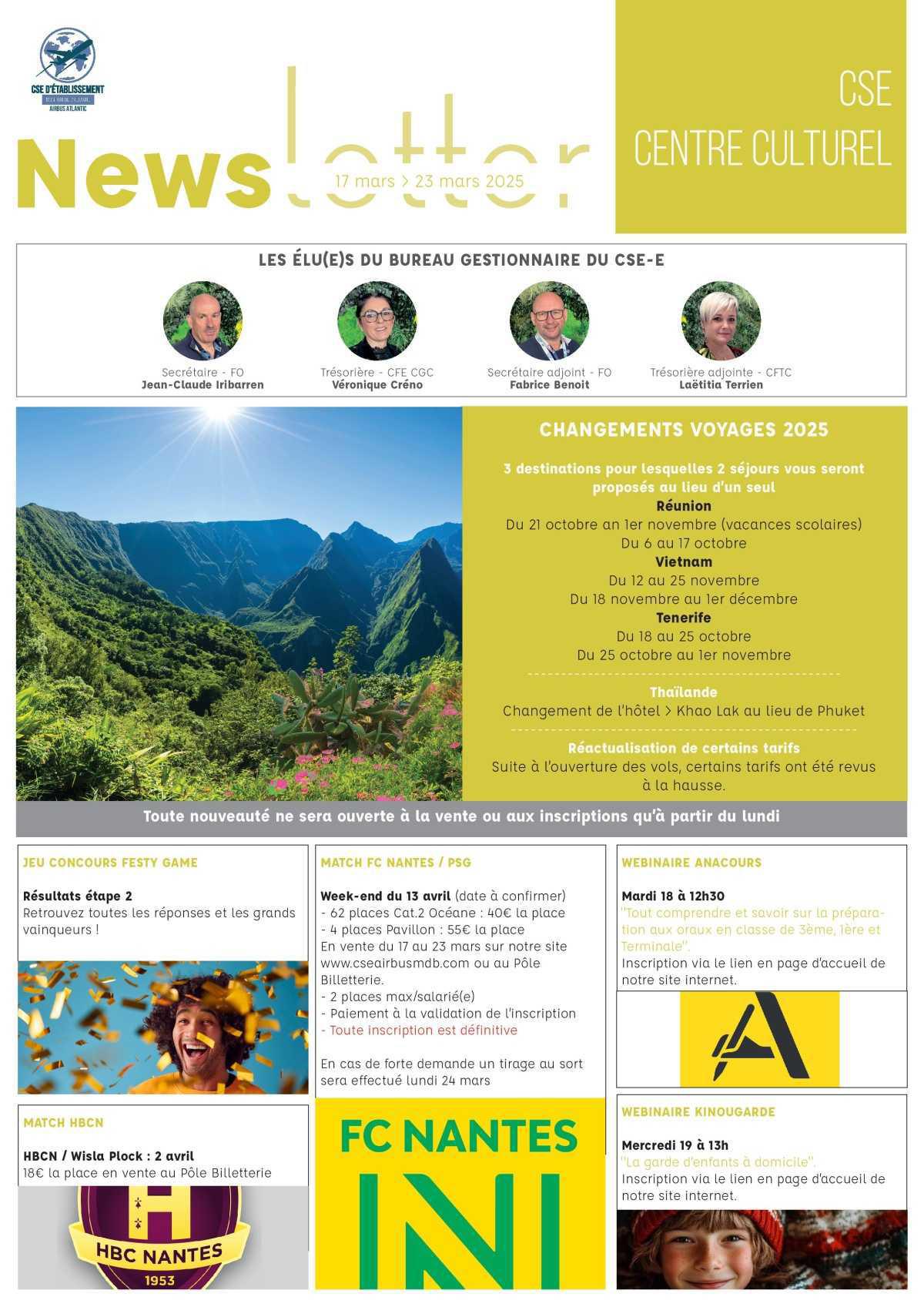 Informations du CSE et de la coopérative semaine 12 Informations du CSE et de la coopérative semaine 12