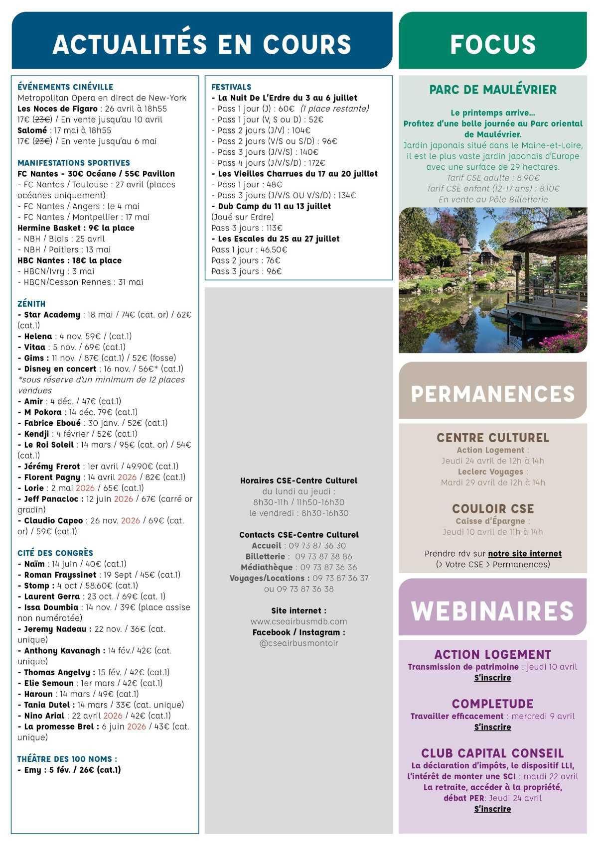 Informations du CSE et de la coopérative semaine 15 Informations du CSE et de la coopérative semaine 15