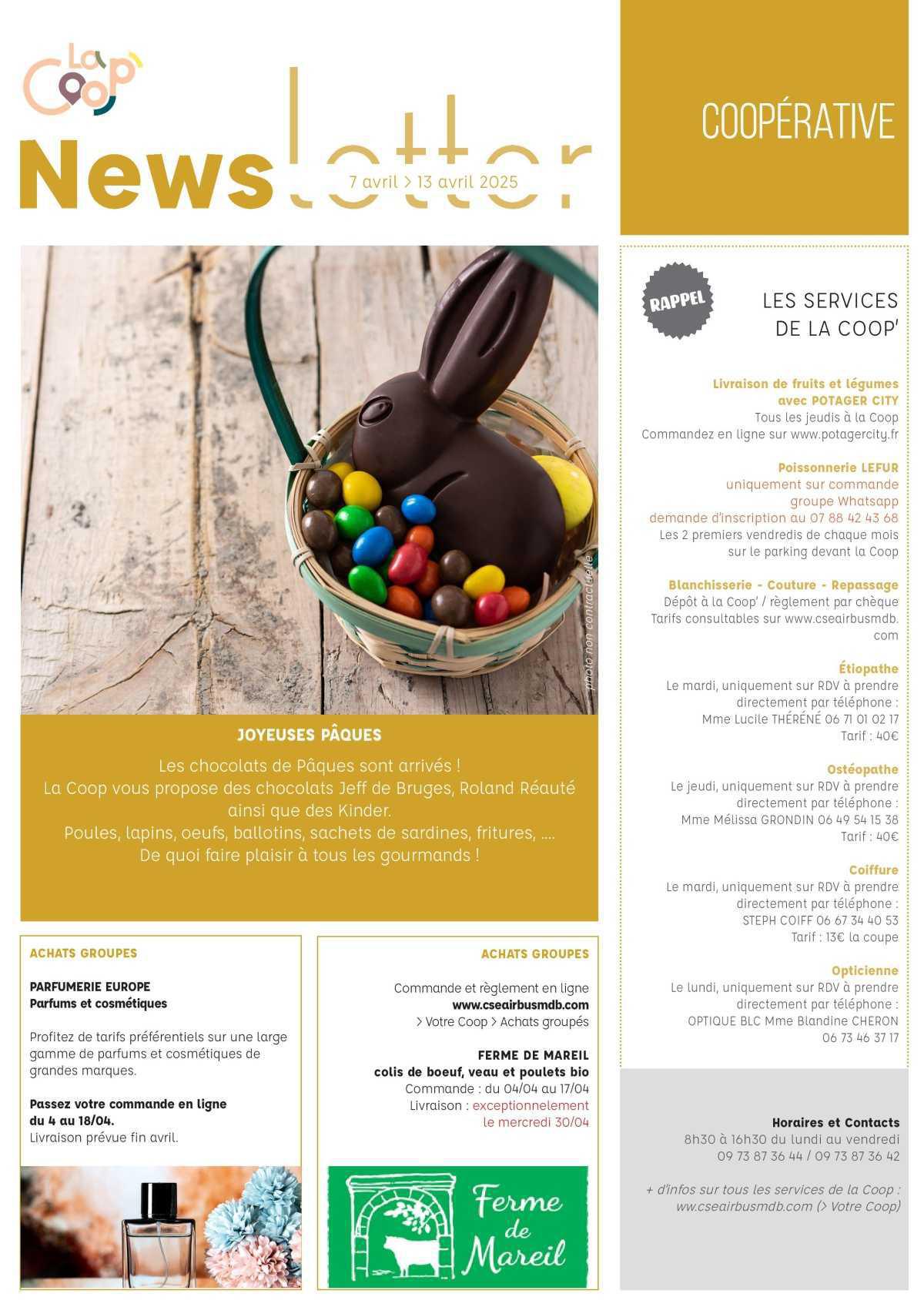 Informations du CSE et de la coopérative semaine 15 Informations du CSE et de la coopérative semaine 15