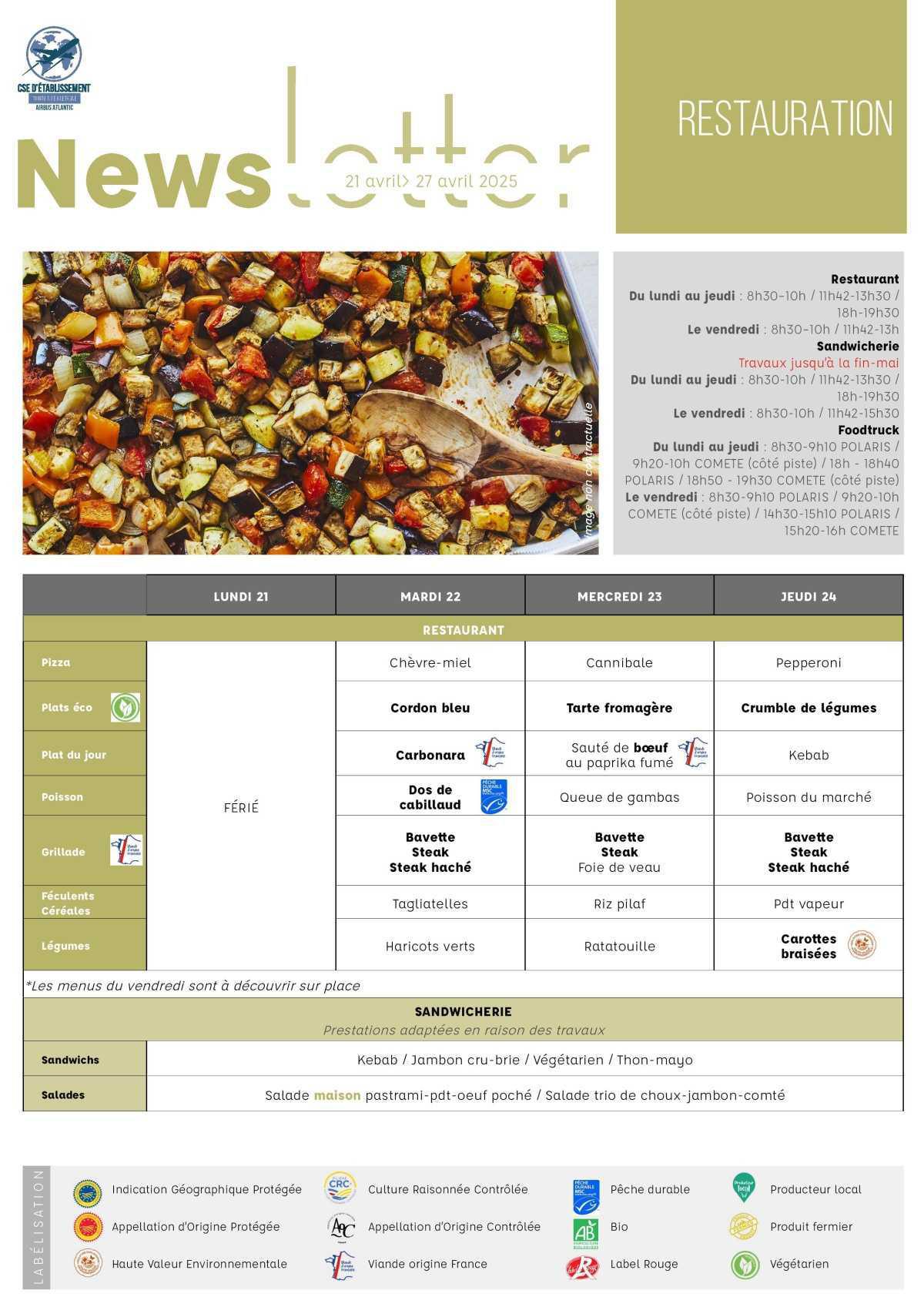 Informations du CSE et de la coopérative semaine 17