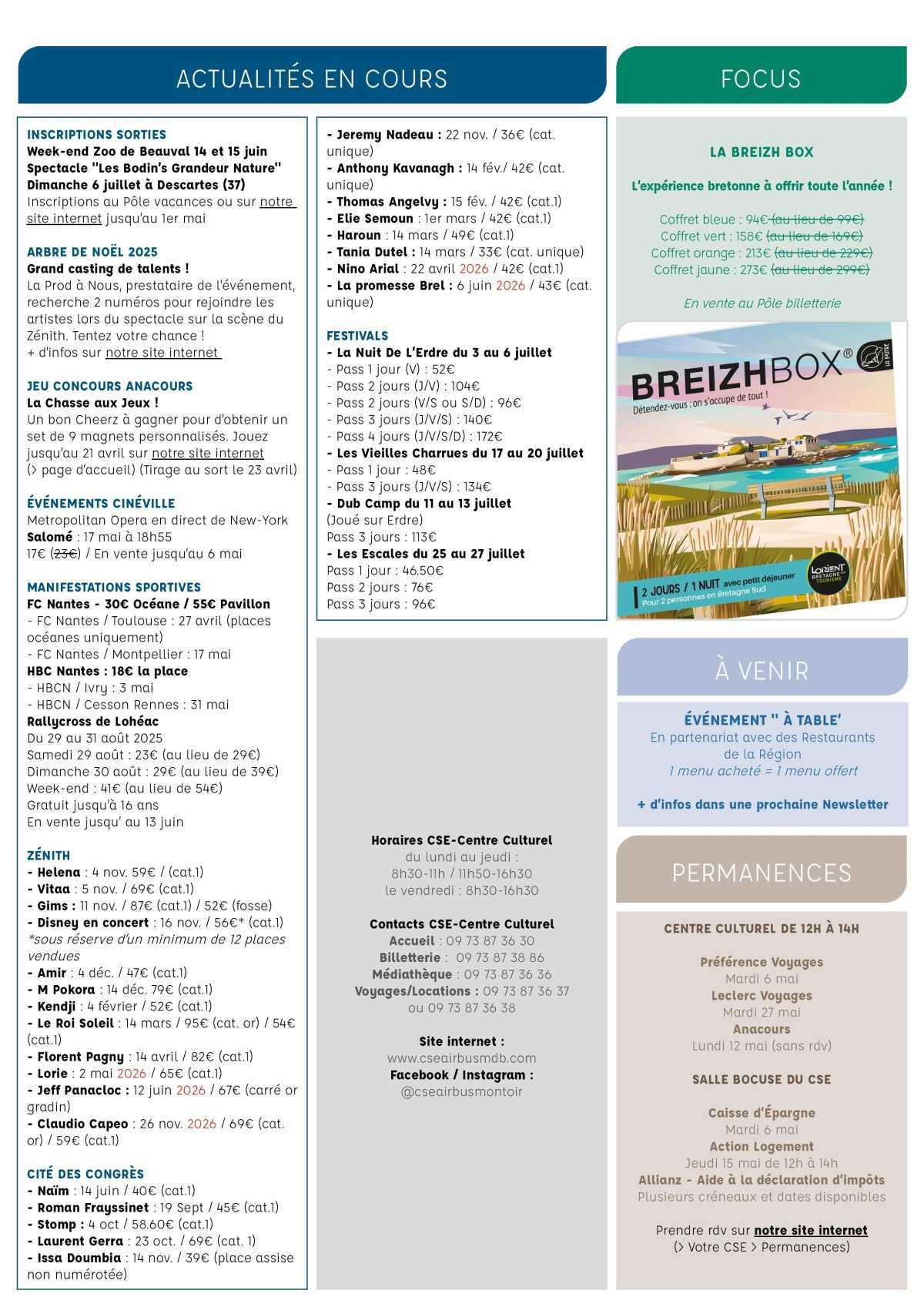 Informations du CSE et de la coopérative semaine 18 Informations du CSE et de la coopérative semaine 18