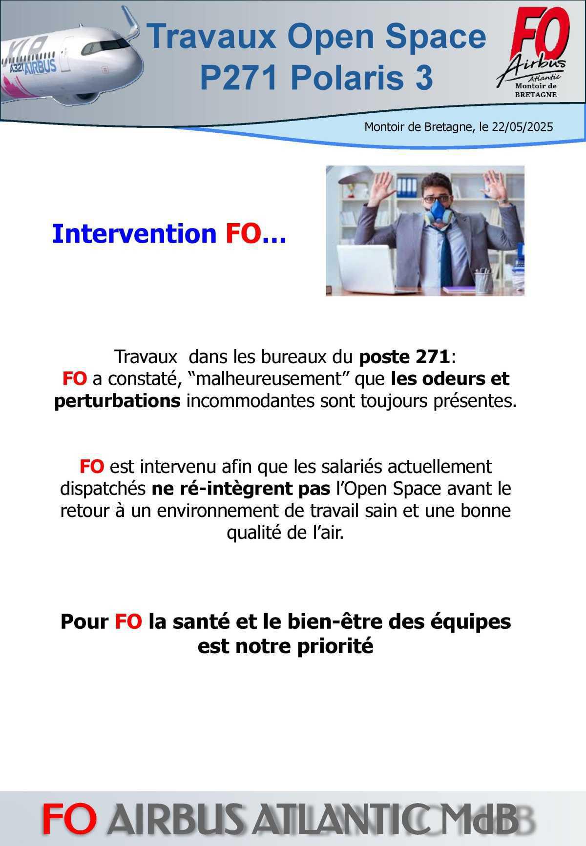 Intervention FO : SA P271 Polaris 3 => Travaux Open Space 