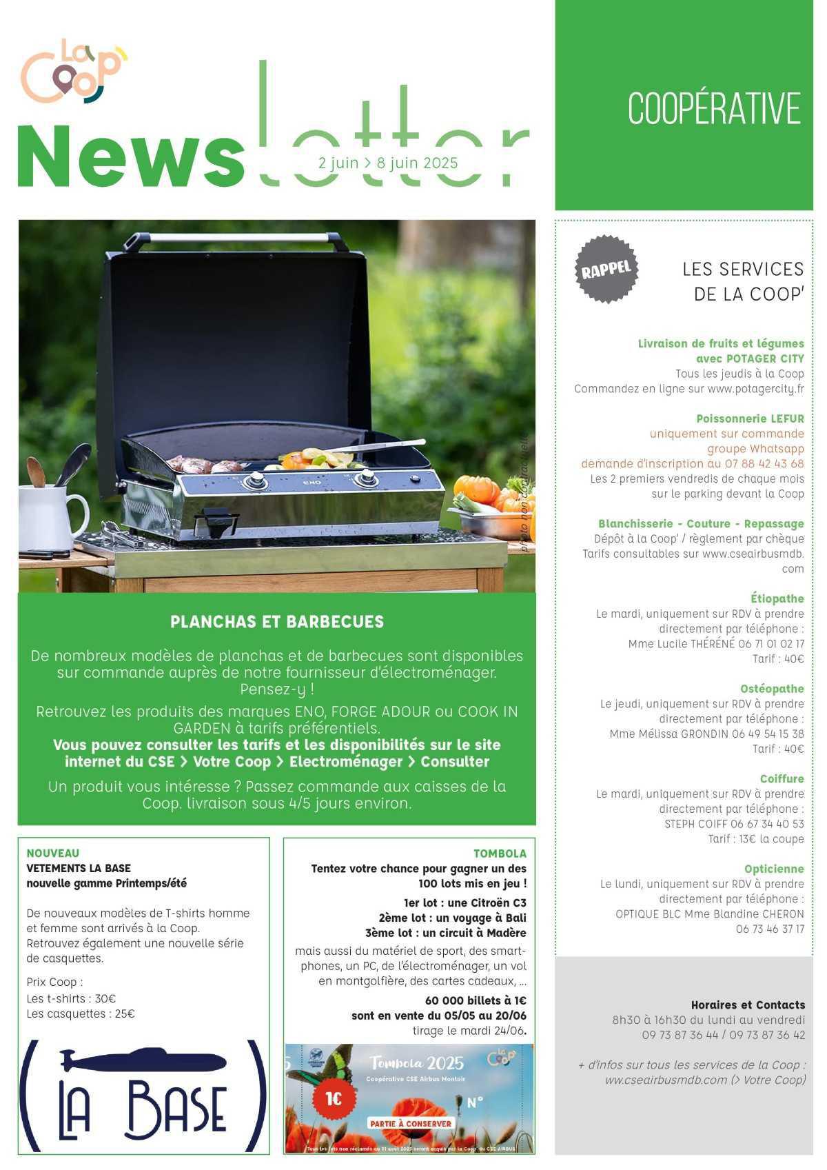 Informations du CSE et de la coopérative semaine 23