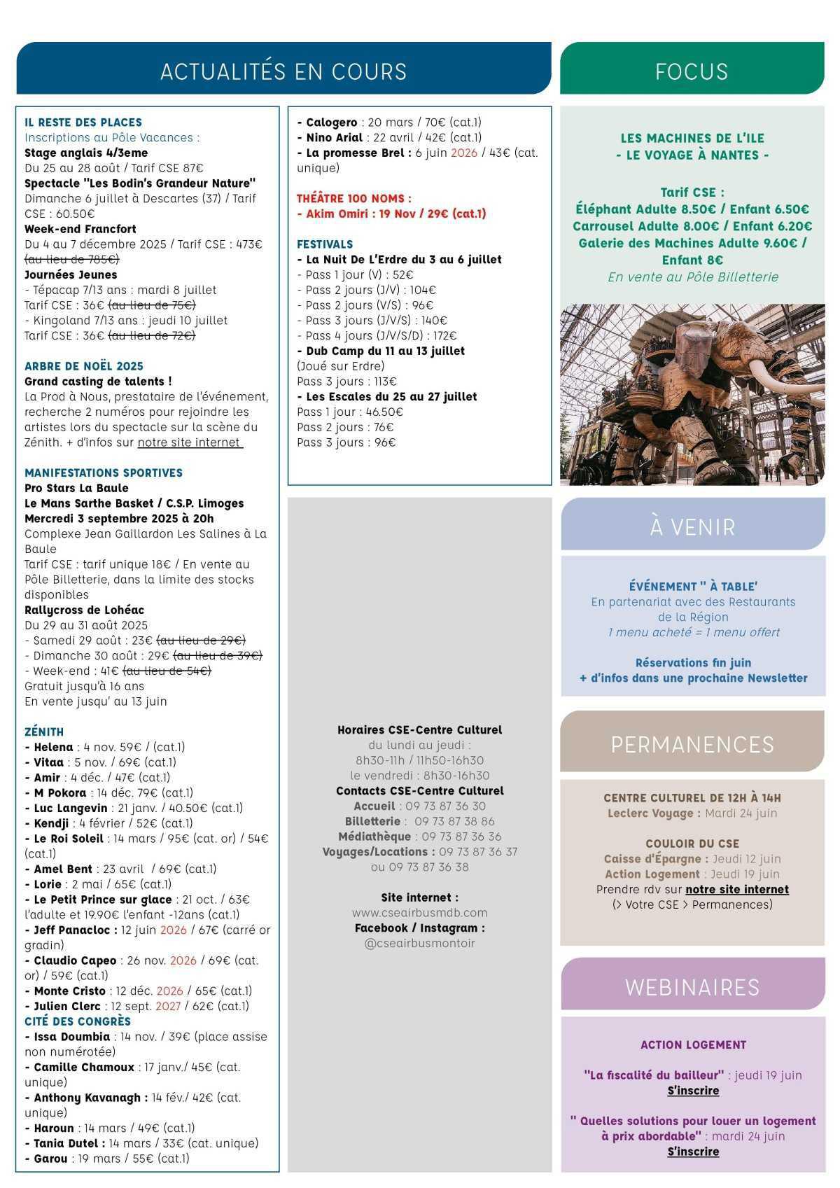 Informations du CSE et de la coopérative semaine 24