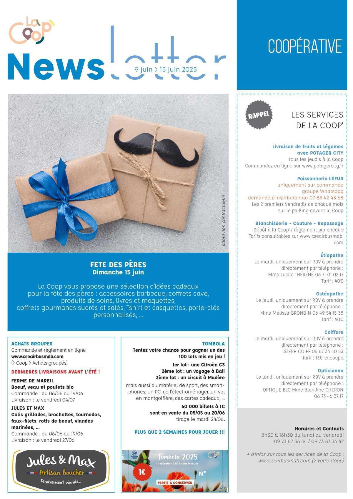 Informations du CSE et de la coopérative semaine 24