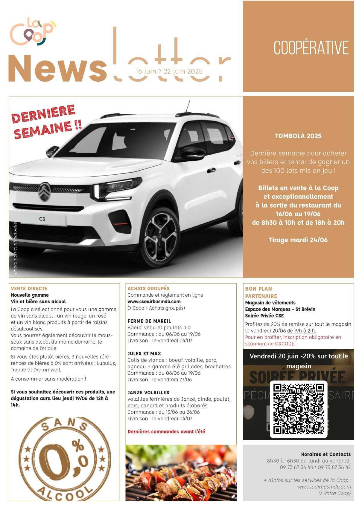 Informations du CSE et de la coopérative semaine 25