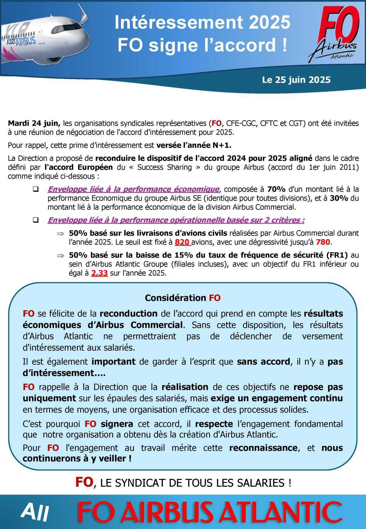 Intéressement 2025 : FO signe l'accord !