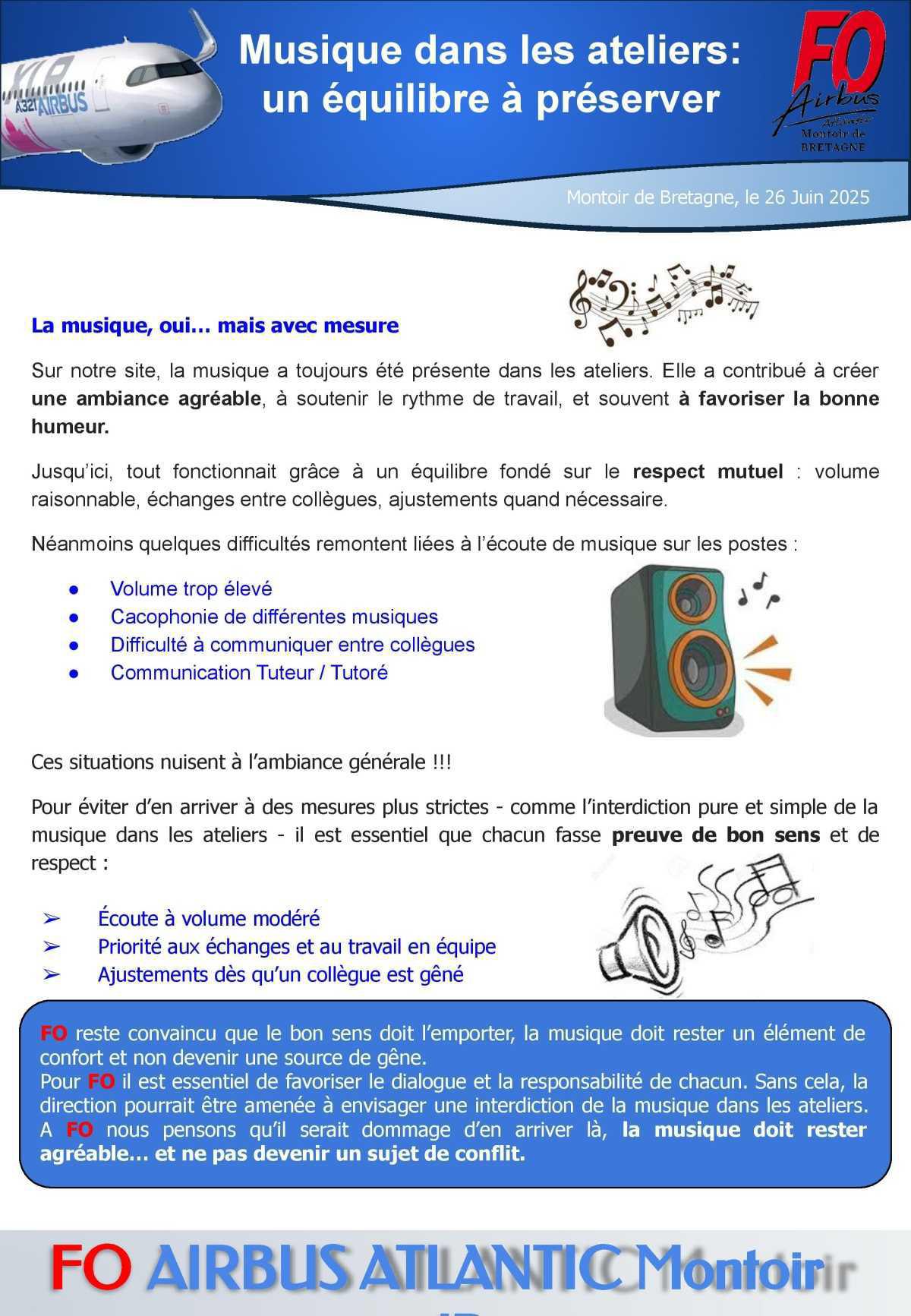 Musique dans les ateliers : un équilibre à préserver 