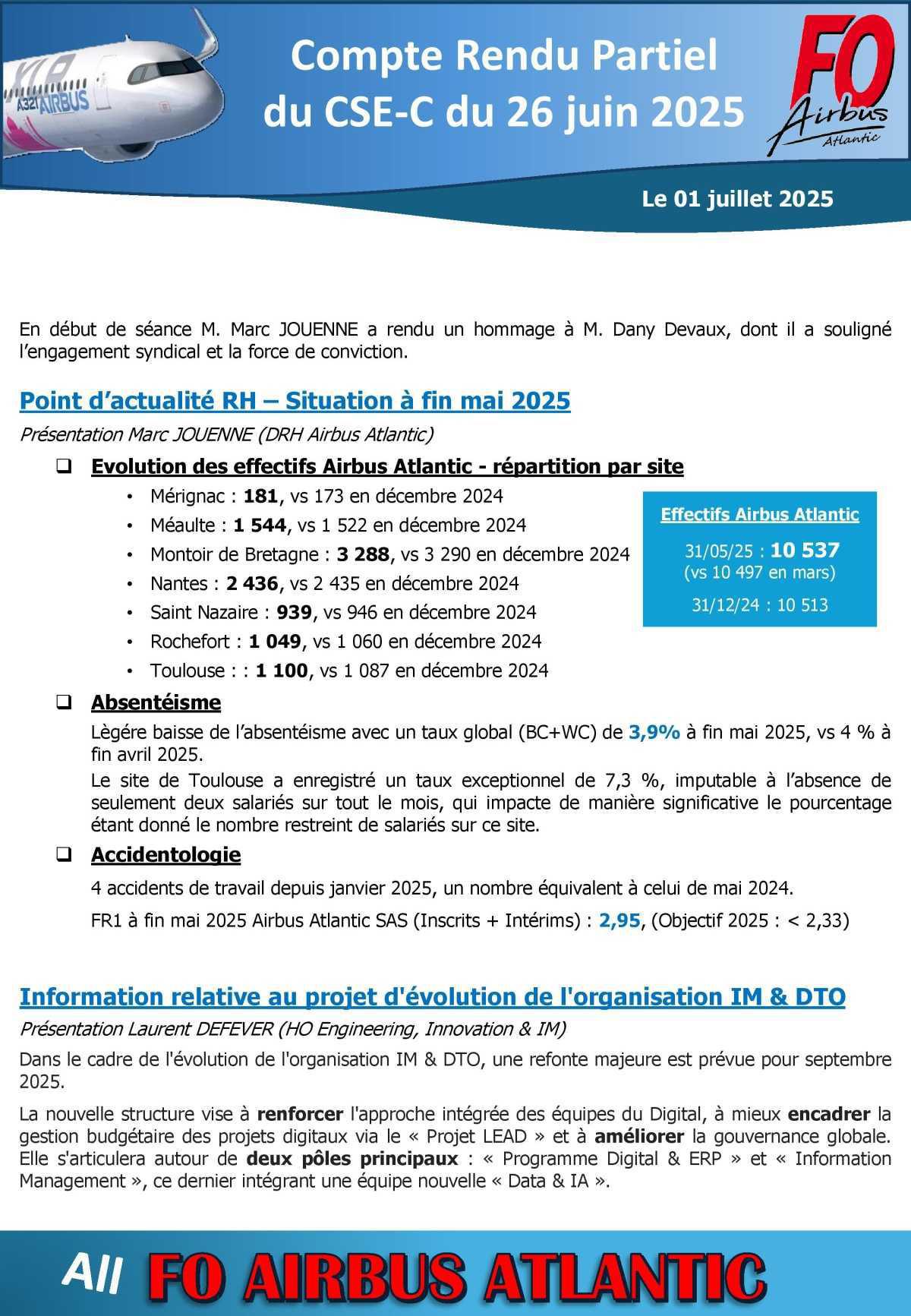 Compte rendu partiel du CSE-C du 26 juin 2025