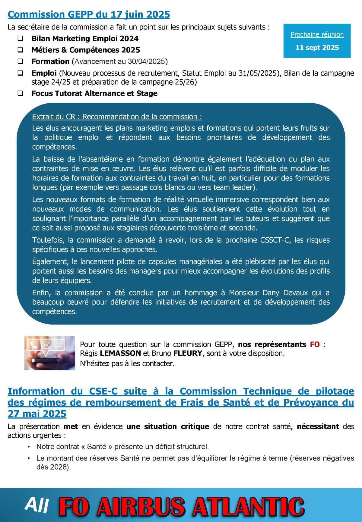 Compte rendu partiel du CSE-C du 26 juin 2025